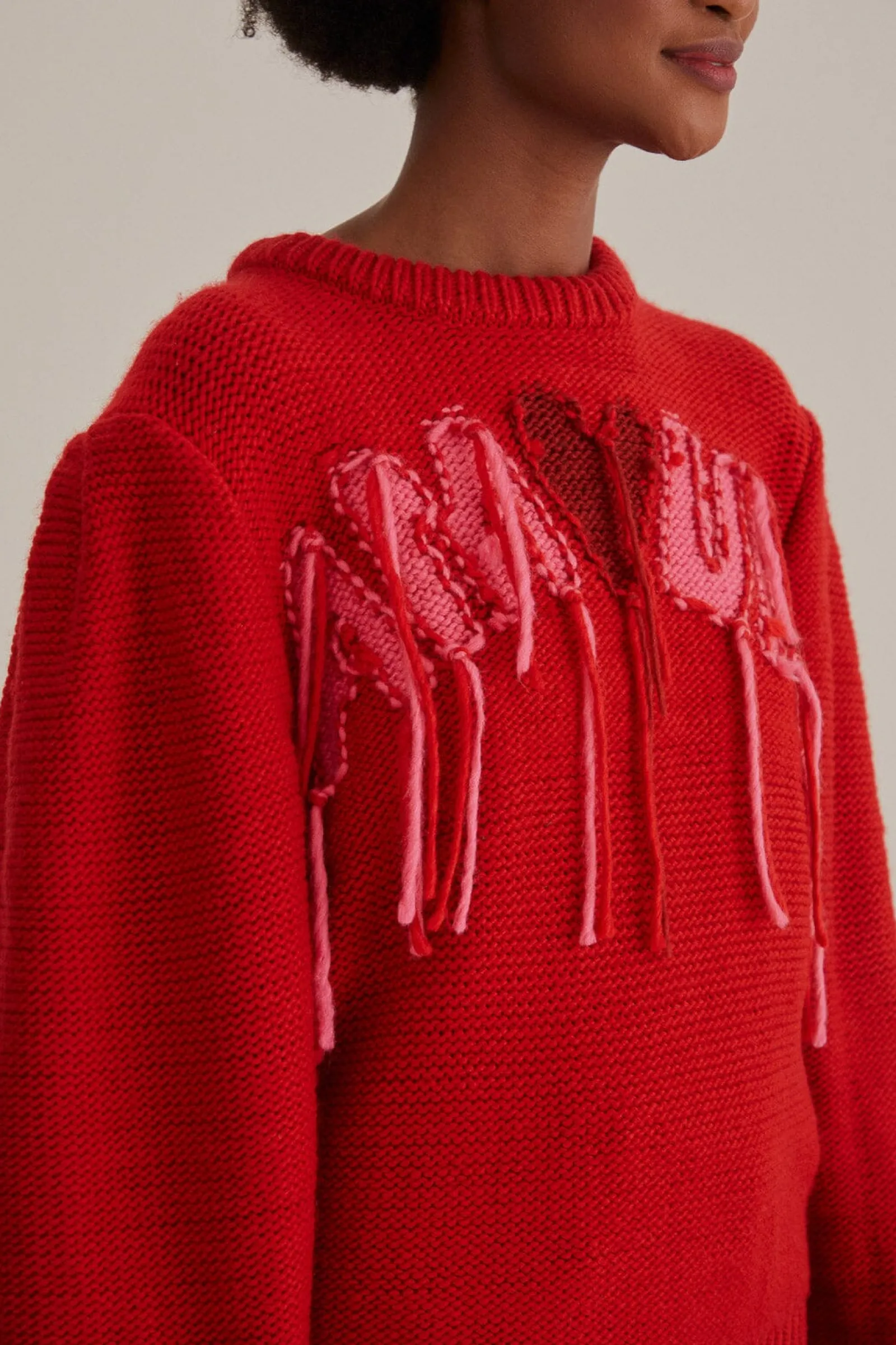 AMOUR EMBROIDERED KNIT SWEATER