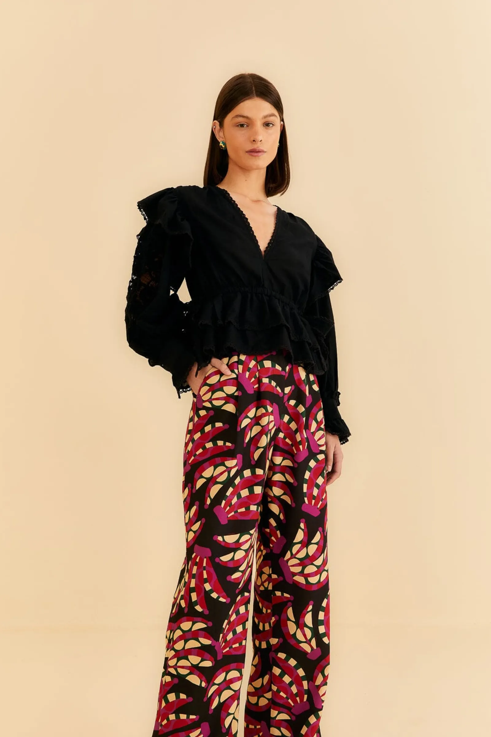  BLACK BANANA DOTS LOW WAISTED PANTS