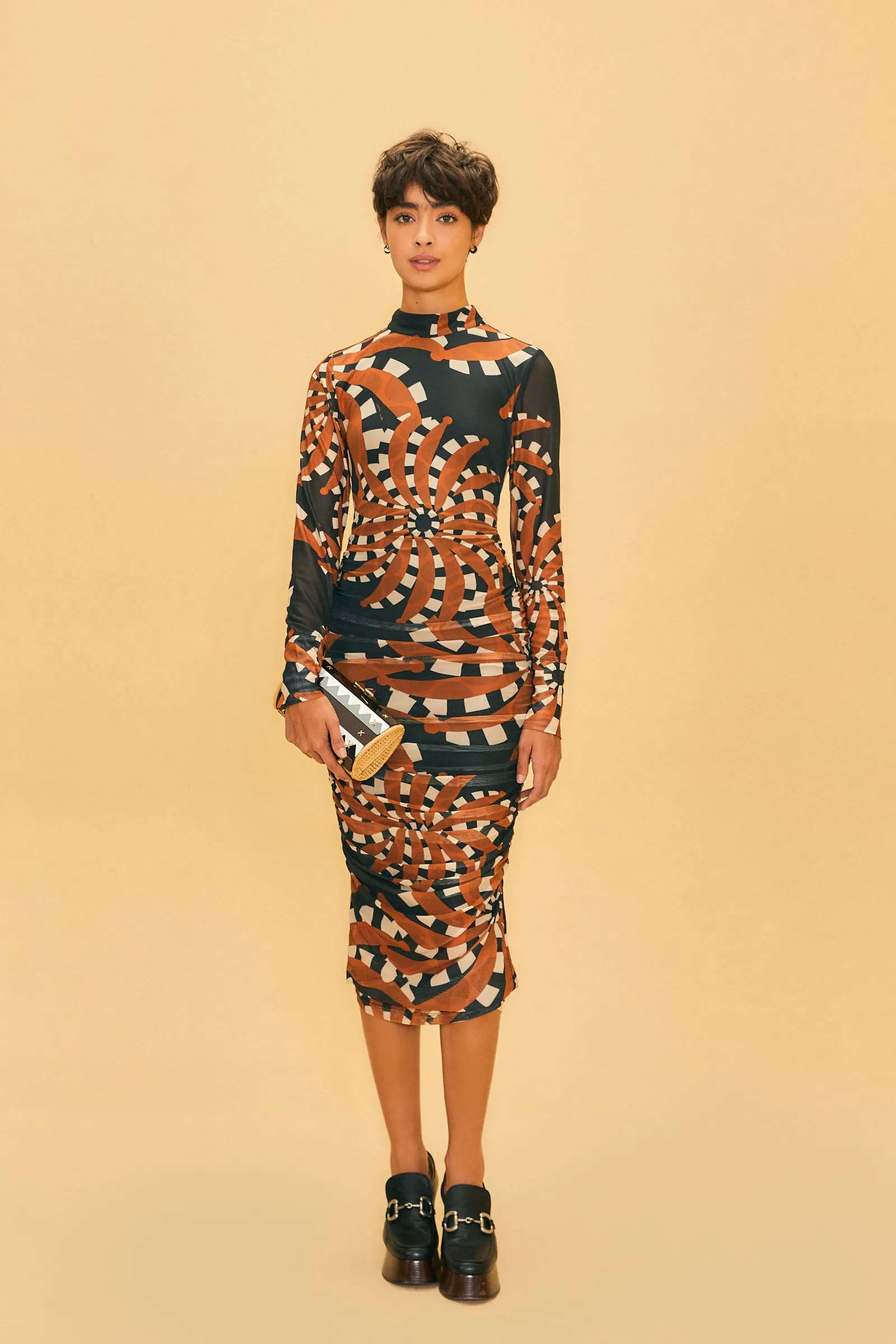  BLACK BANANADA DARK TULLE MIDI DRESS