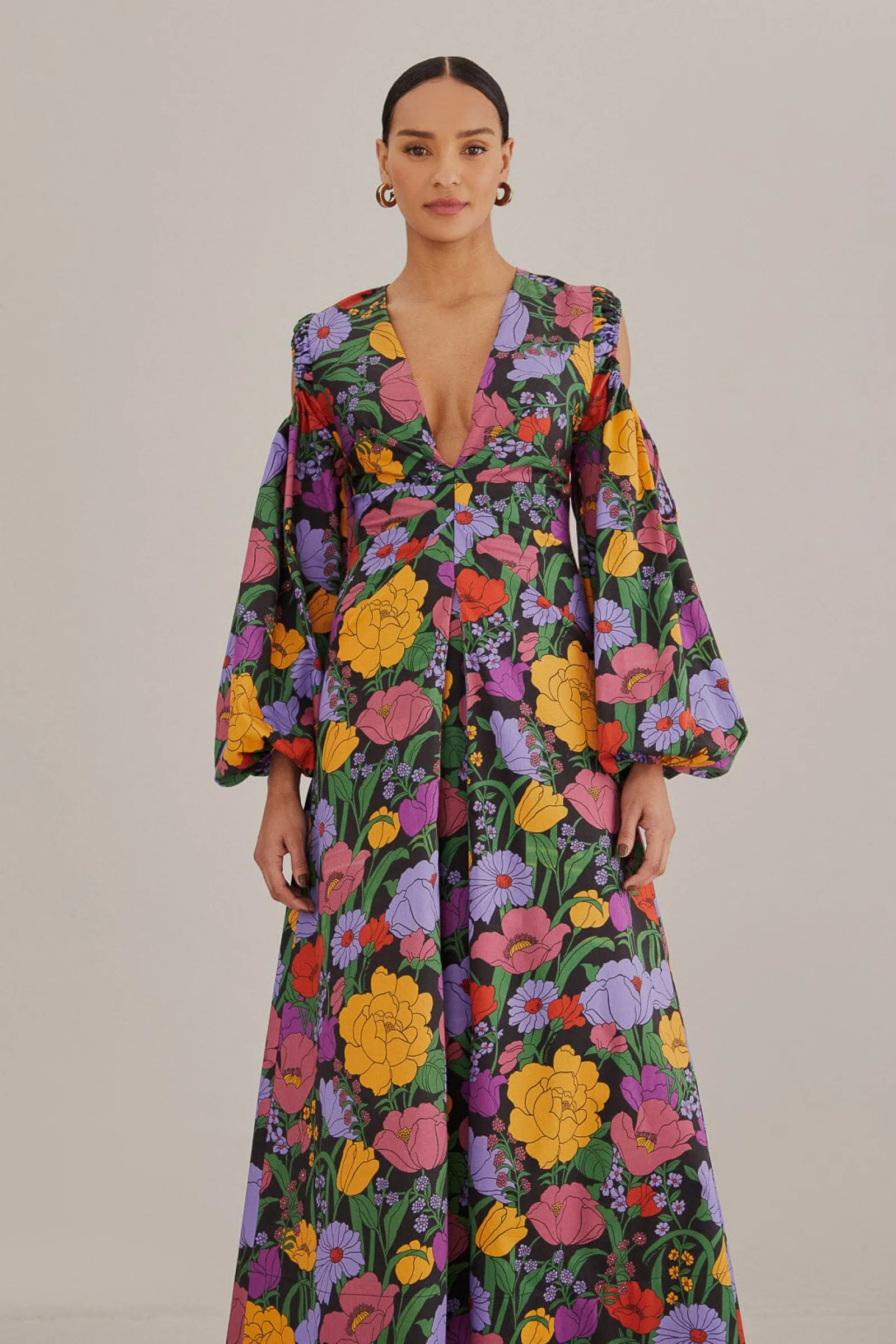  BLACK BUCOLIC GARDEN CUT OUT MAXI DRESS