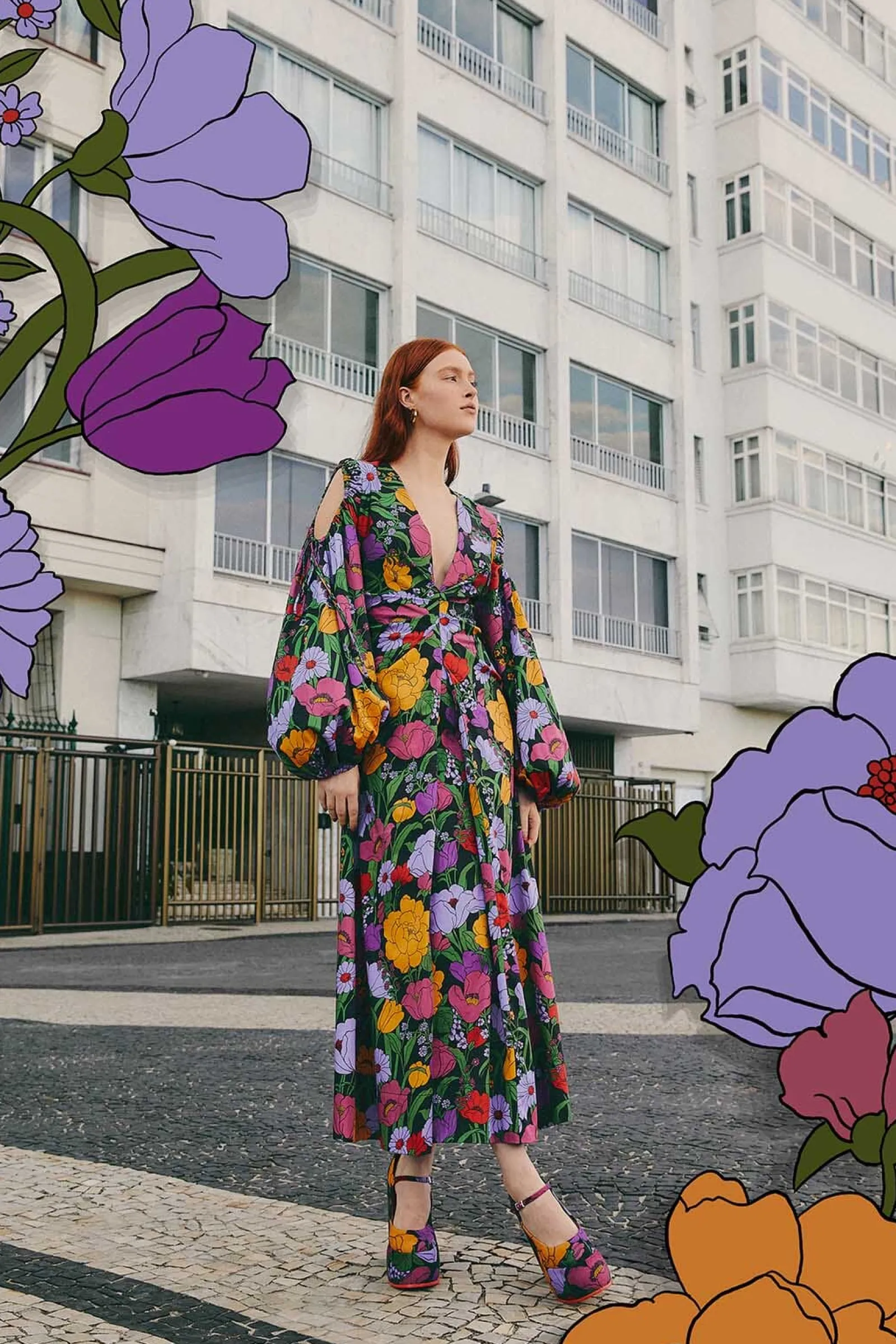 BLACK BUCOLIC GARDEN CUT OUT MAXI DRESS