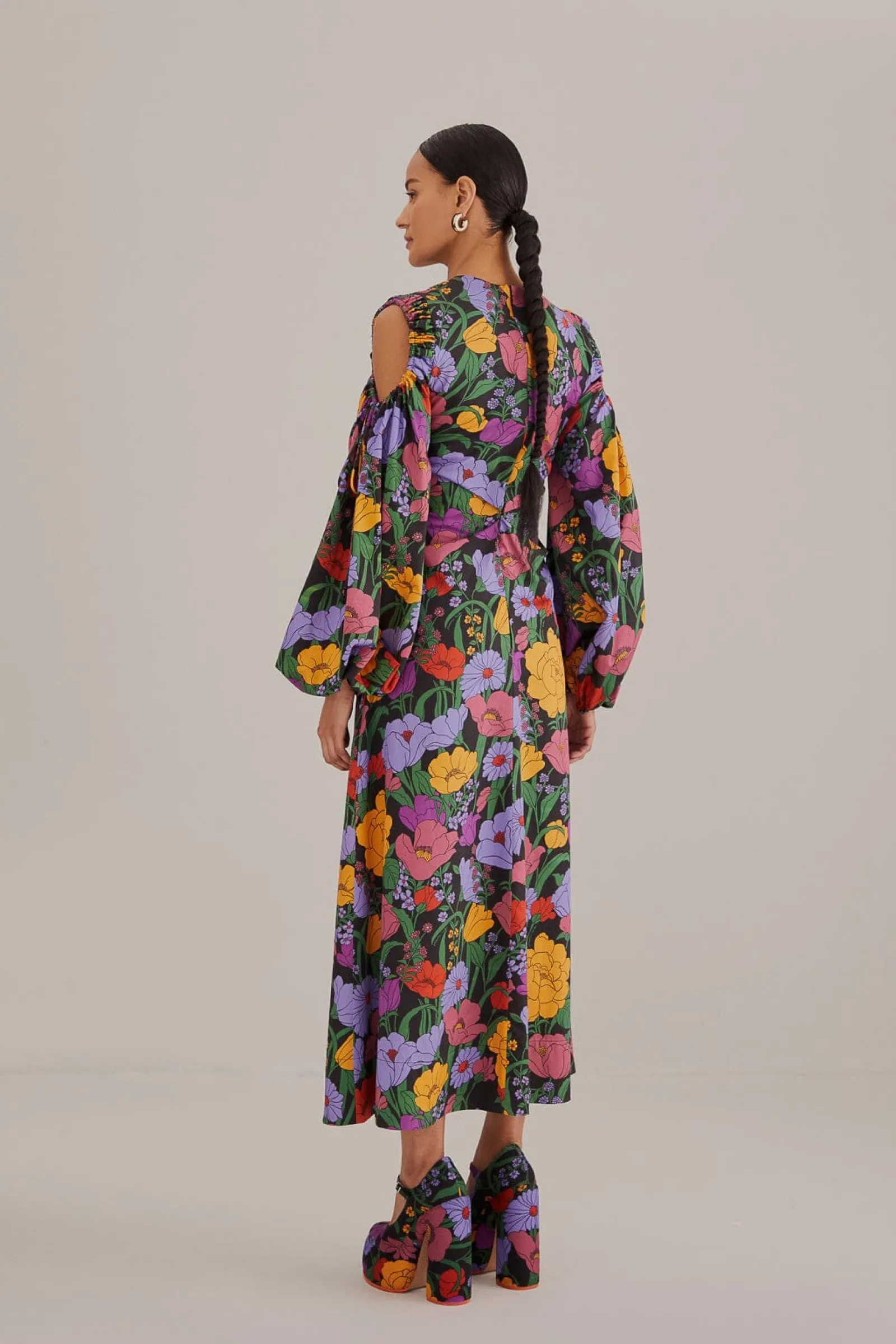 BLACK BUCOLIC GARDEN CUT OUT MAXI DRESS