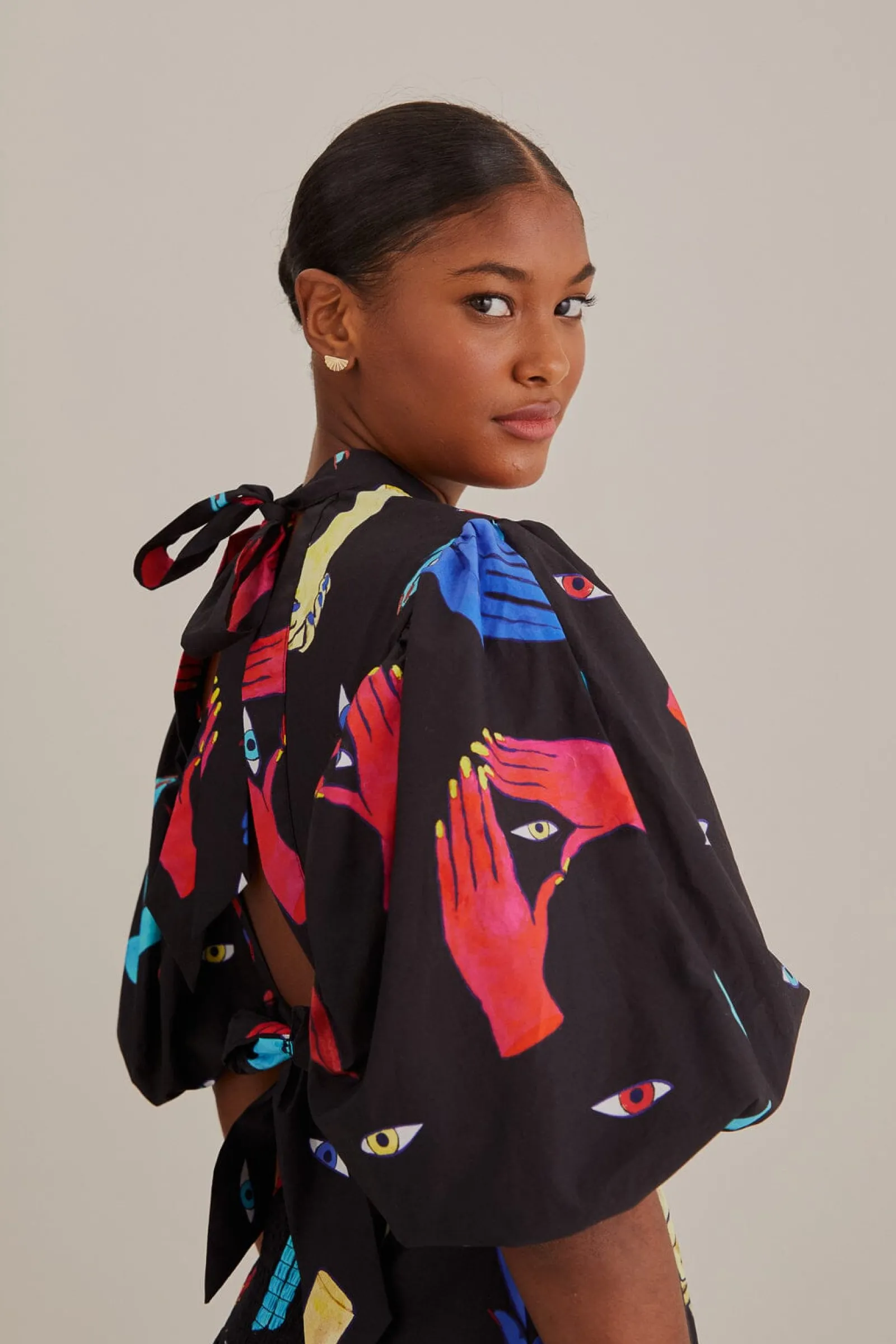  BLACK COLORFUL TOGETHER SHORT SLEEVE MIDI DRESS