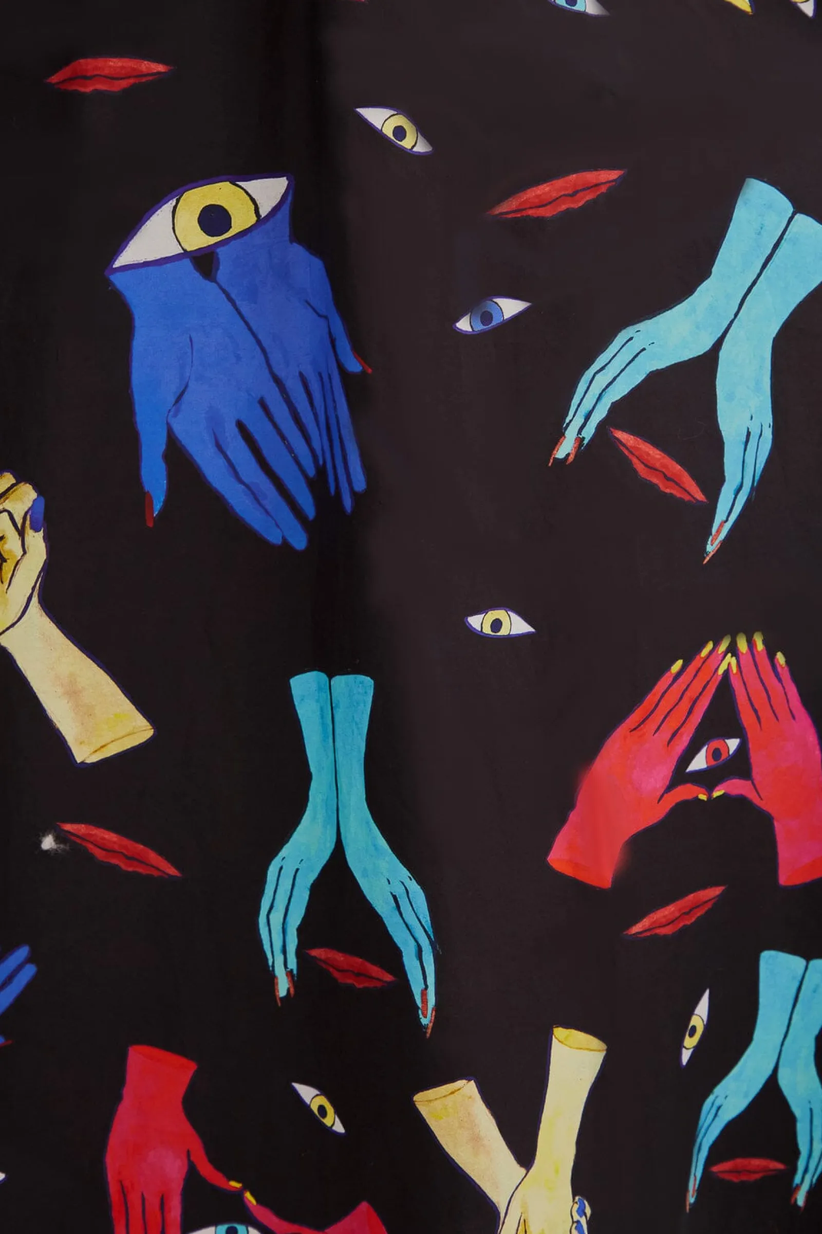  BLACK COLORFUL TOGETHER SHORT SLEEVE MIDI DRESS