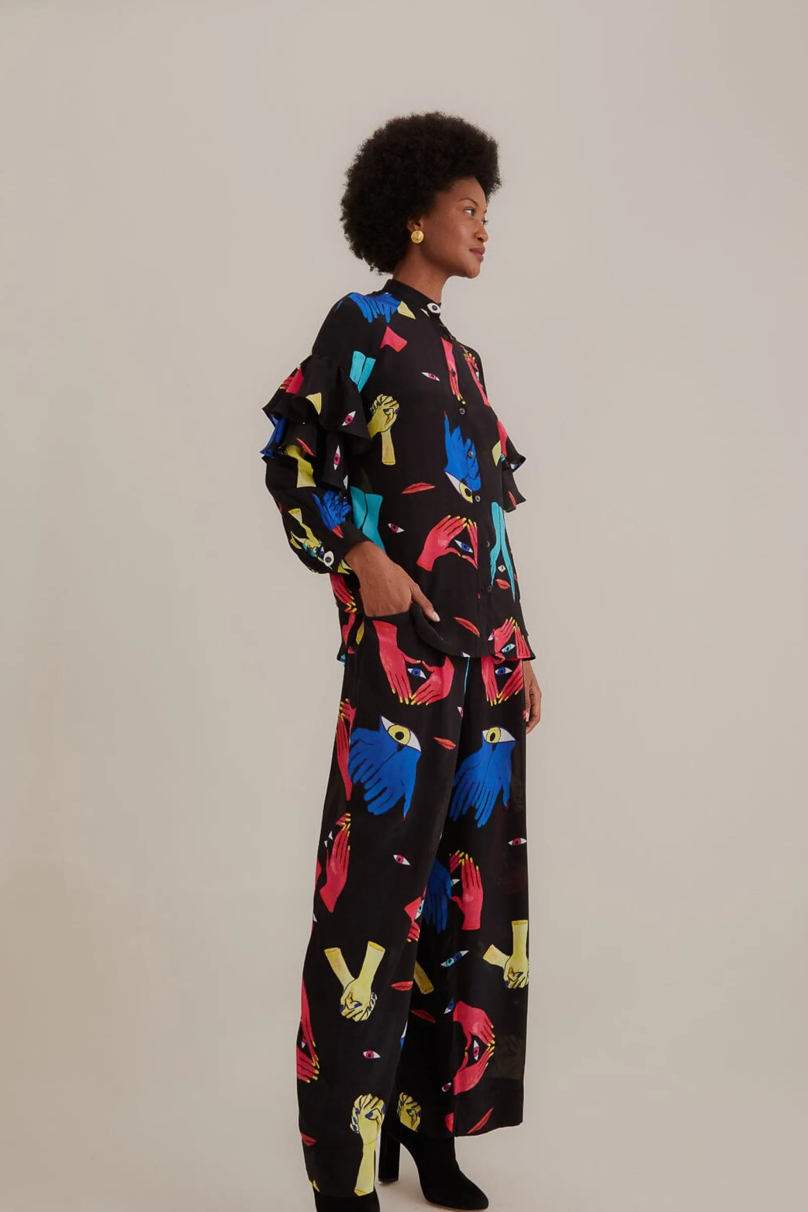 BLACK COLORFUL TOGETHER PANTS