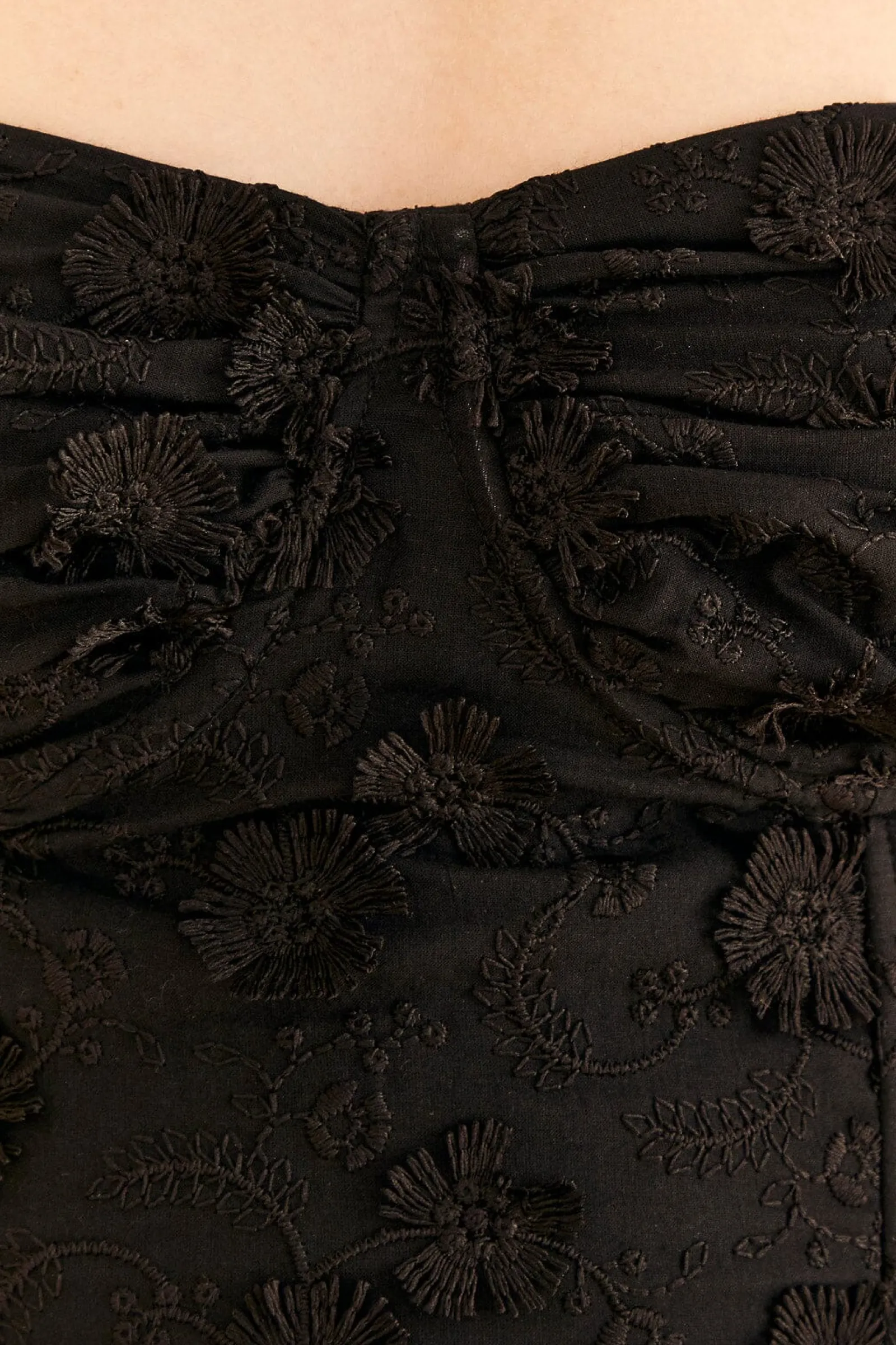  BLACK 3D FLOWER CORSET CROP TOP