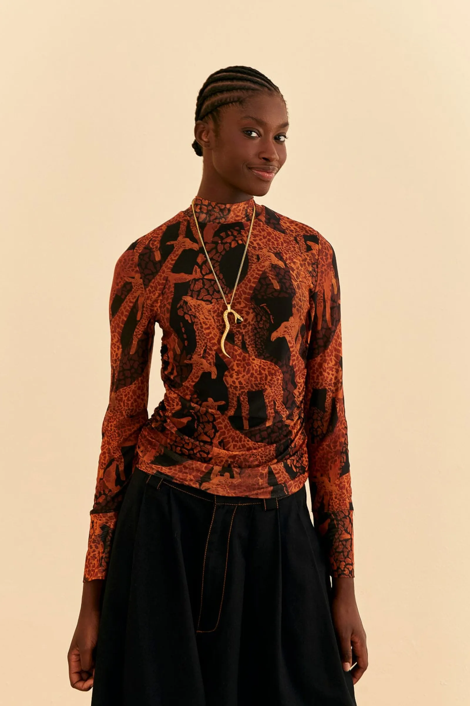  BLACK GIRAFFES TULLE BLOUSE