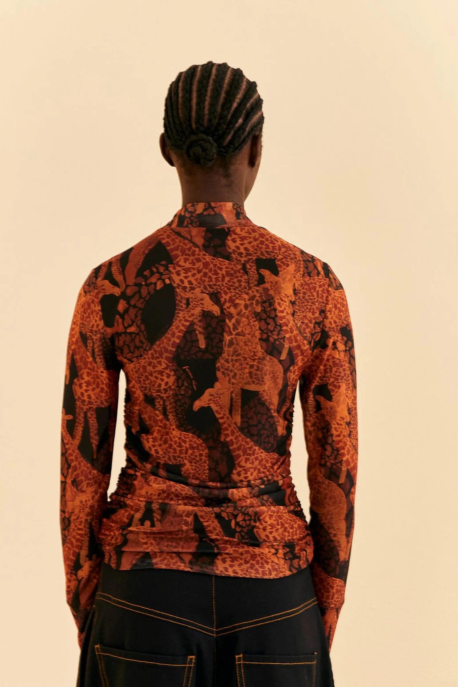 BLACK GIRAFFES TULLE BLOUSE