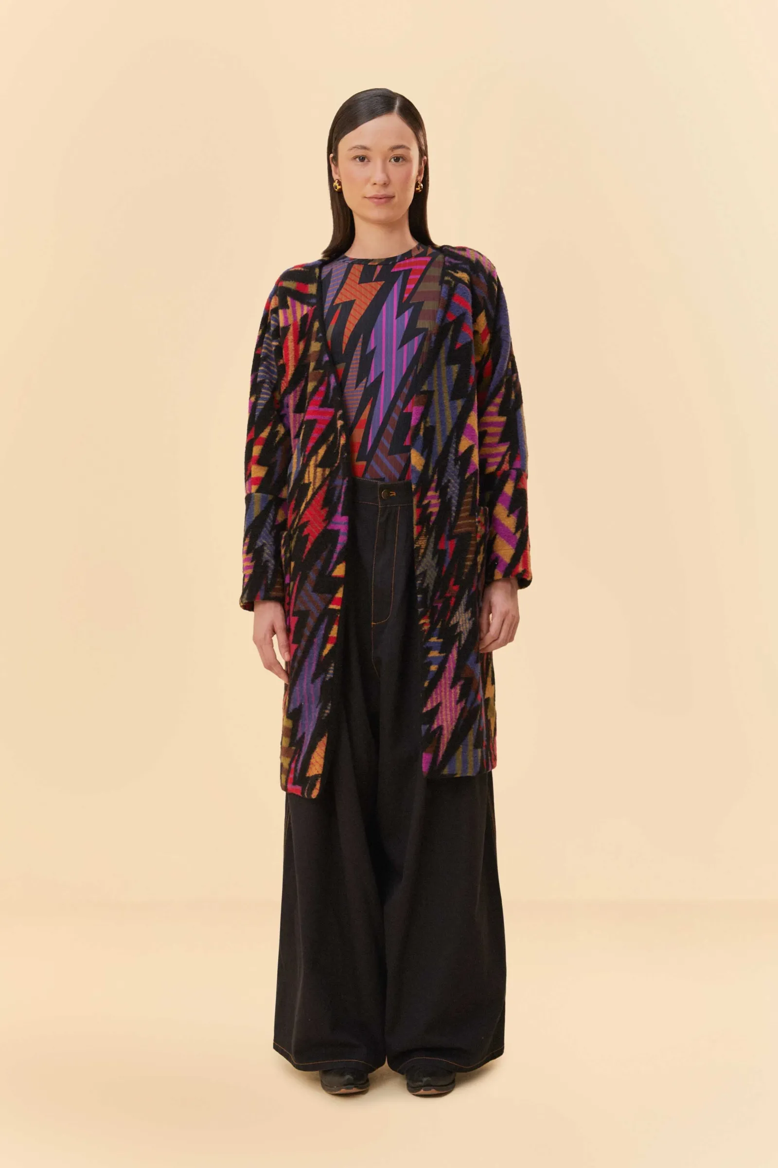 BLACK LIGHTNING MAXI FLEECE CARDIGAN