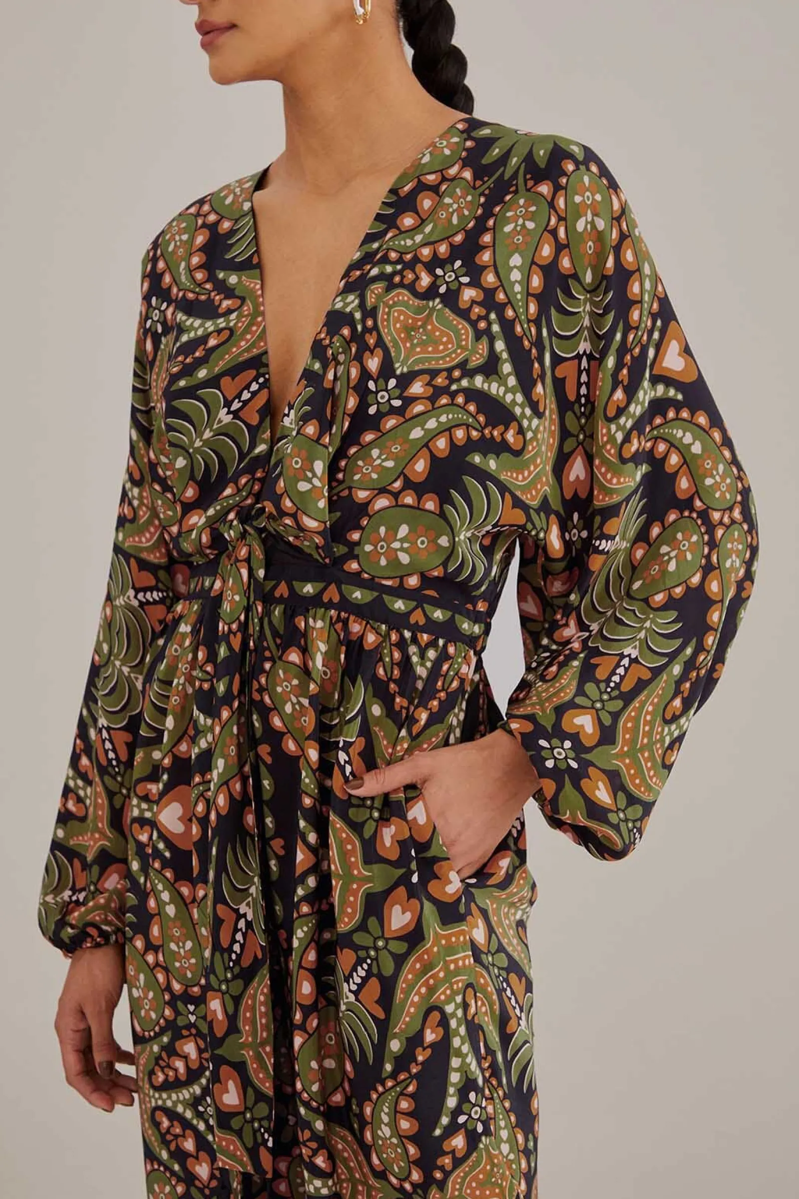 BLACK MARTINA SCARF V NECK JUMPSUIT