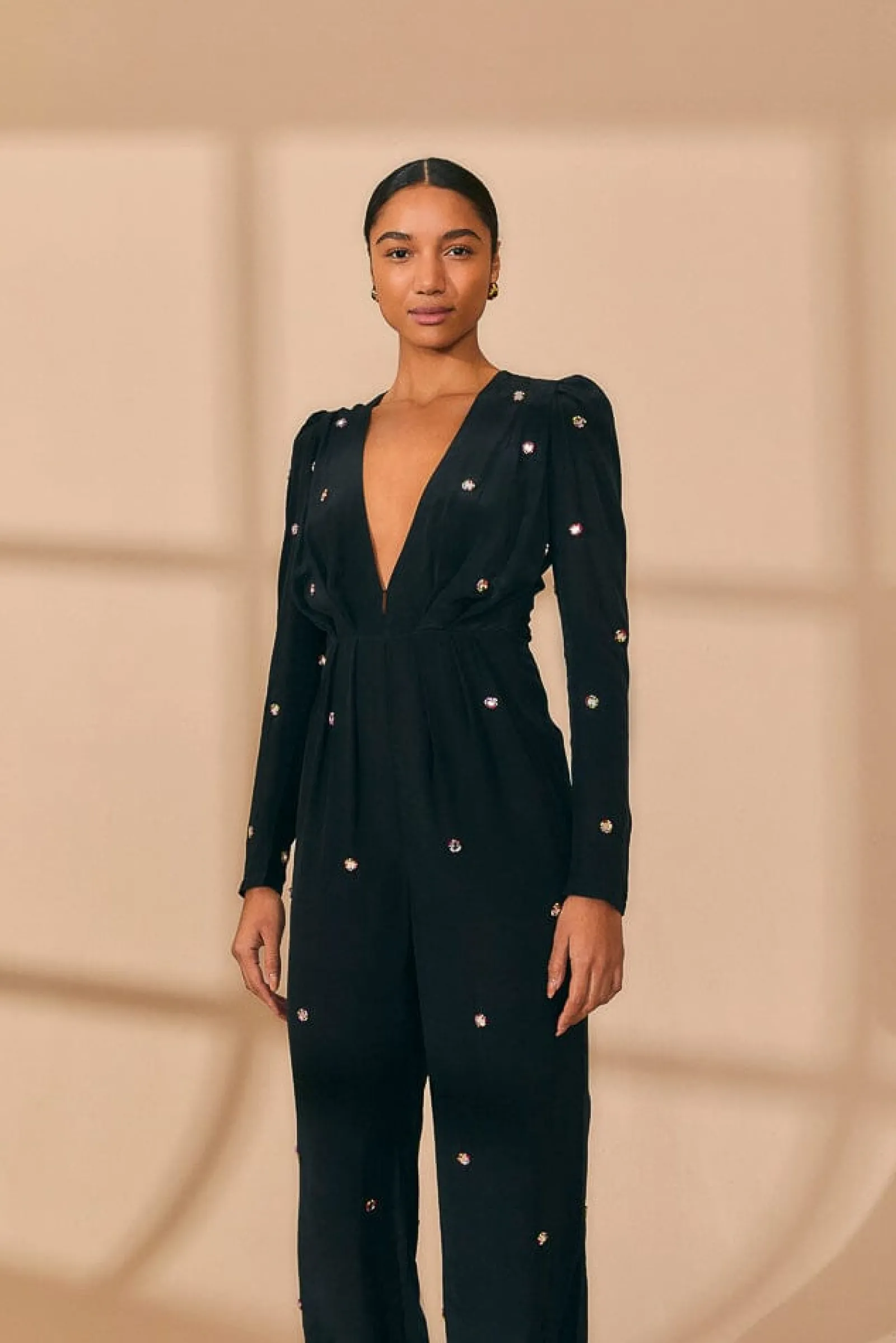 BLACK MIRROR EMBROIDERED JUMPSUIT