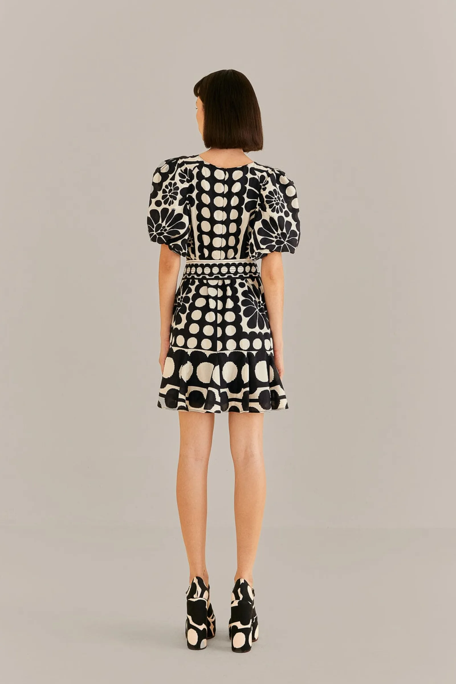 BLACK PALERMO PUFF SLEEVE MINI DRESS