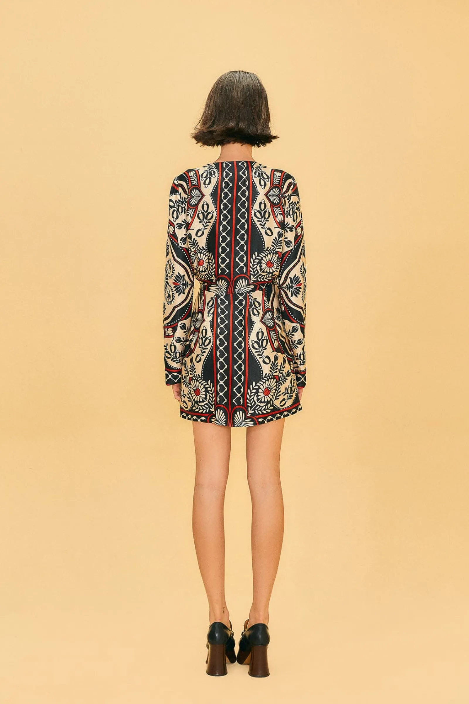 BLACK PASSION SCARF MINI WRAP DRESS