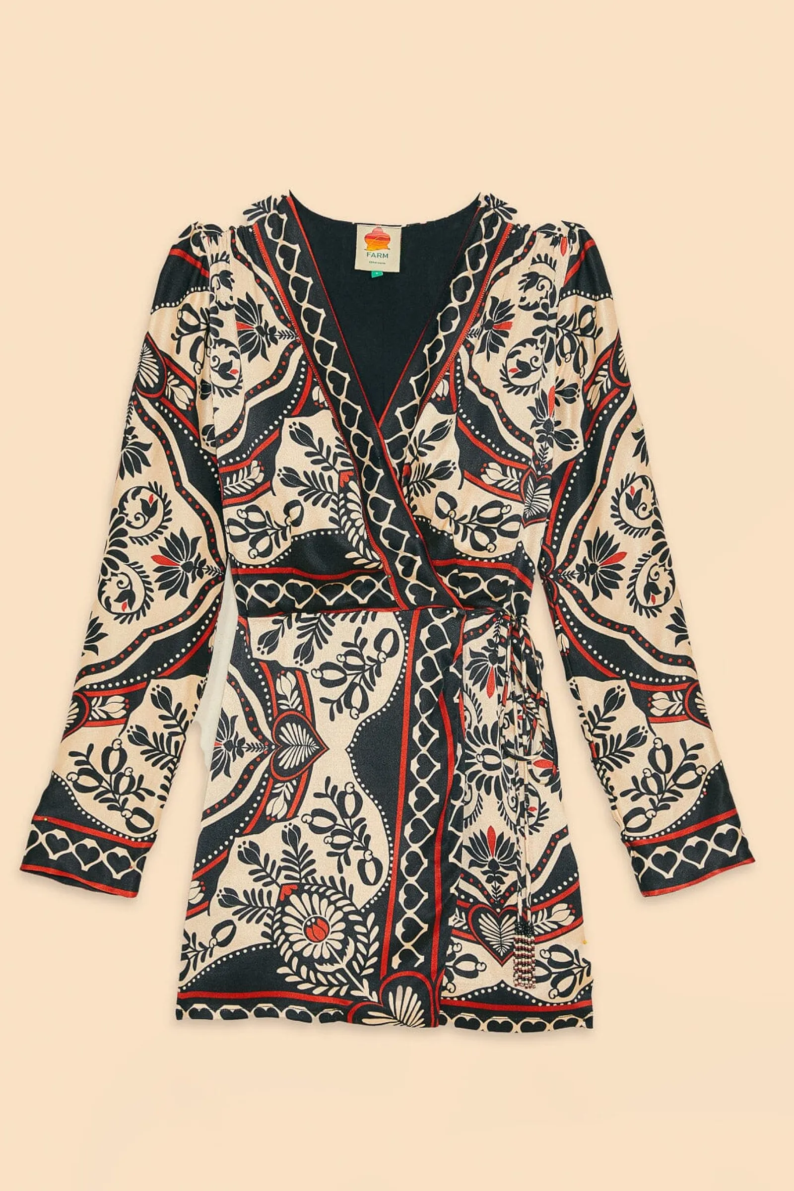 BLACK PASSION SCARF MINI WRAP DRESS