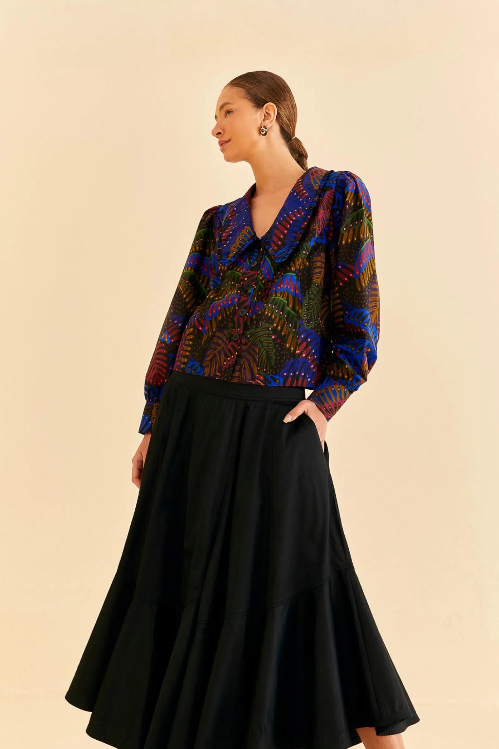 BLACK RUFFLE MAXI SKIRT