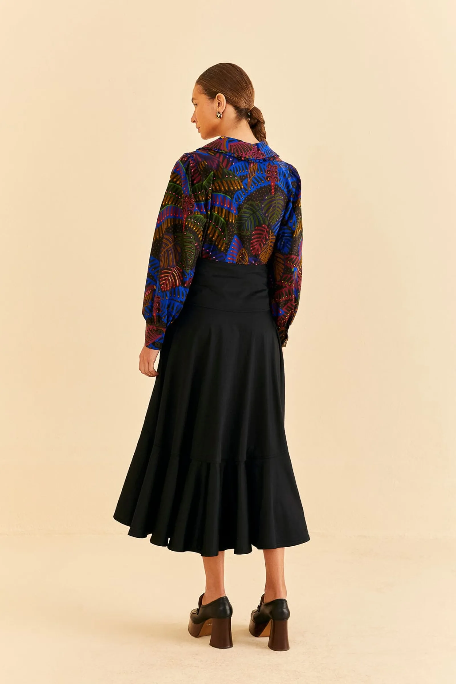 BLACK RUFFLE MAXI SKIRT