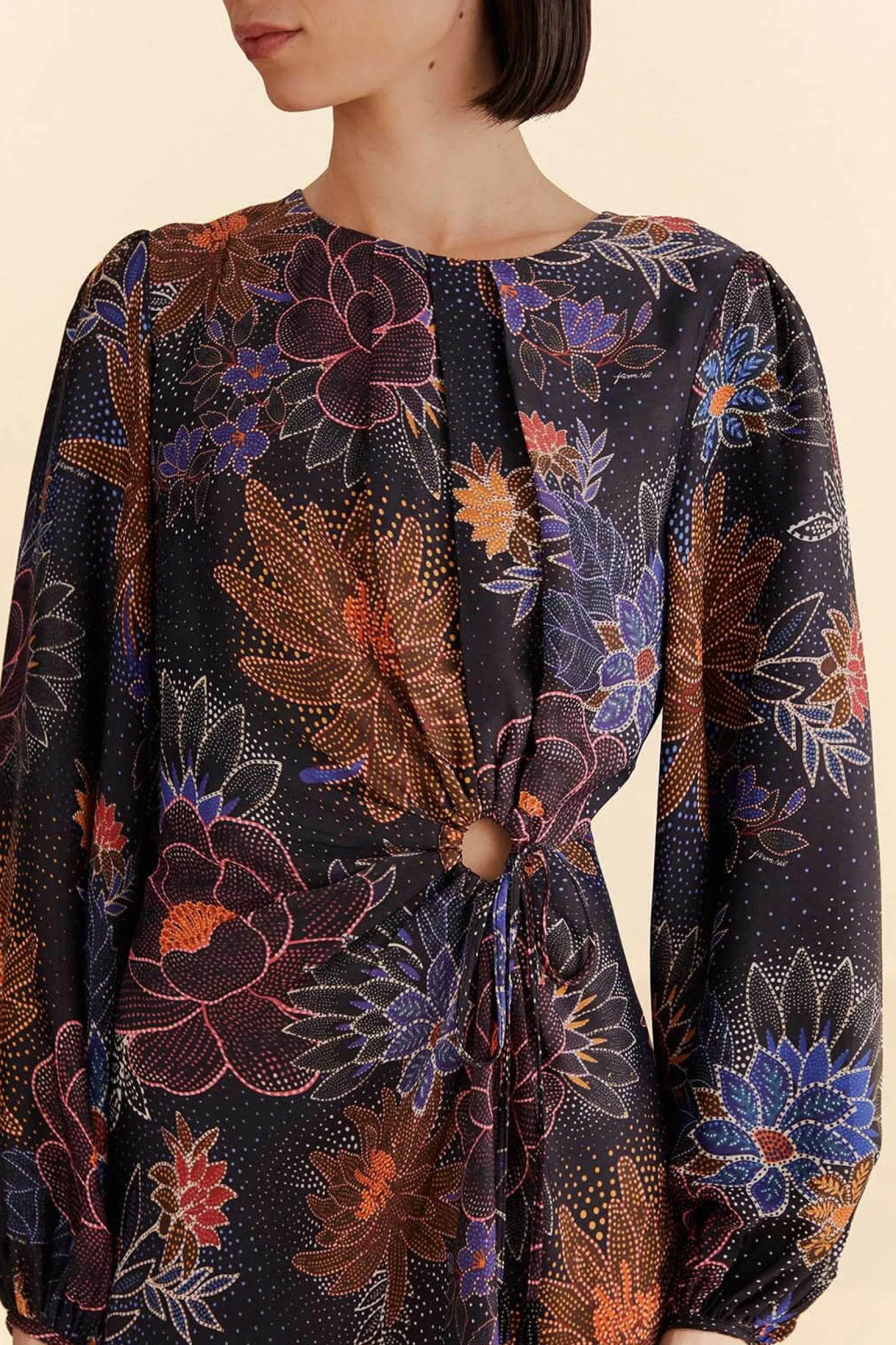 BLACK SPARKLE FLOWERS MINI DRESS