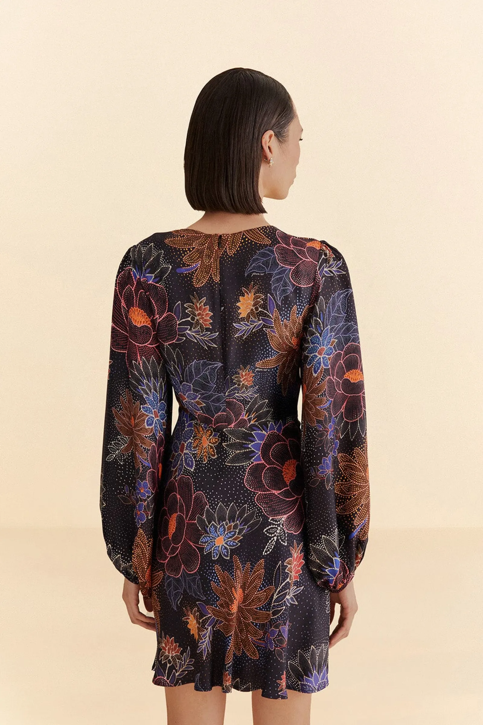 BLACK SPARKLE FLOWERS MINI DRESS