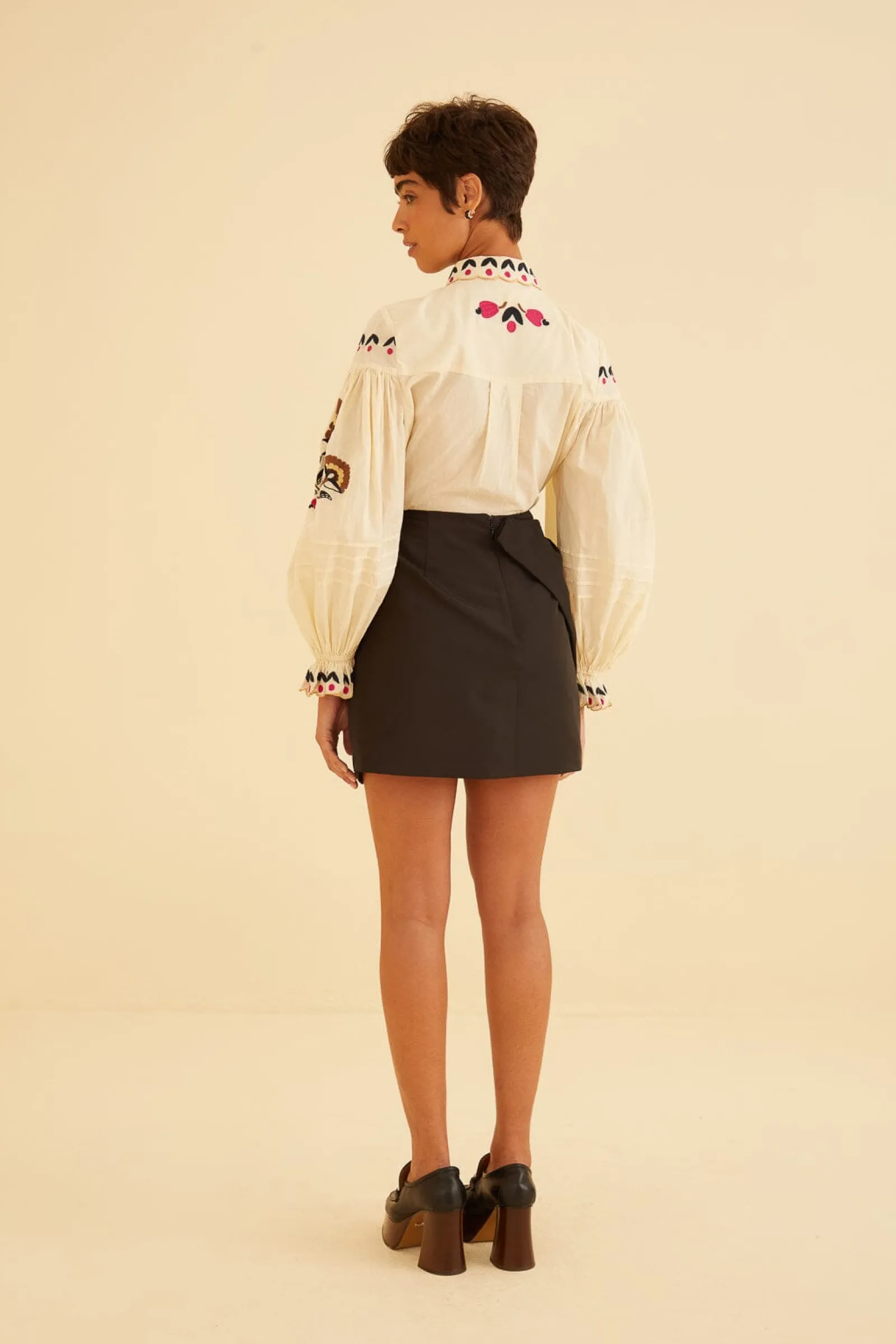 BLACK TAFFETA MINI SKIRT