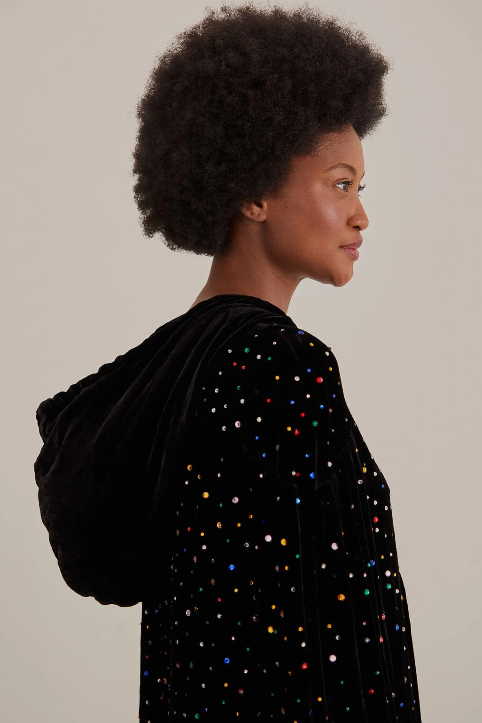 BLACK VELVET LONG SLEEVE MINI DRESS