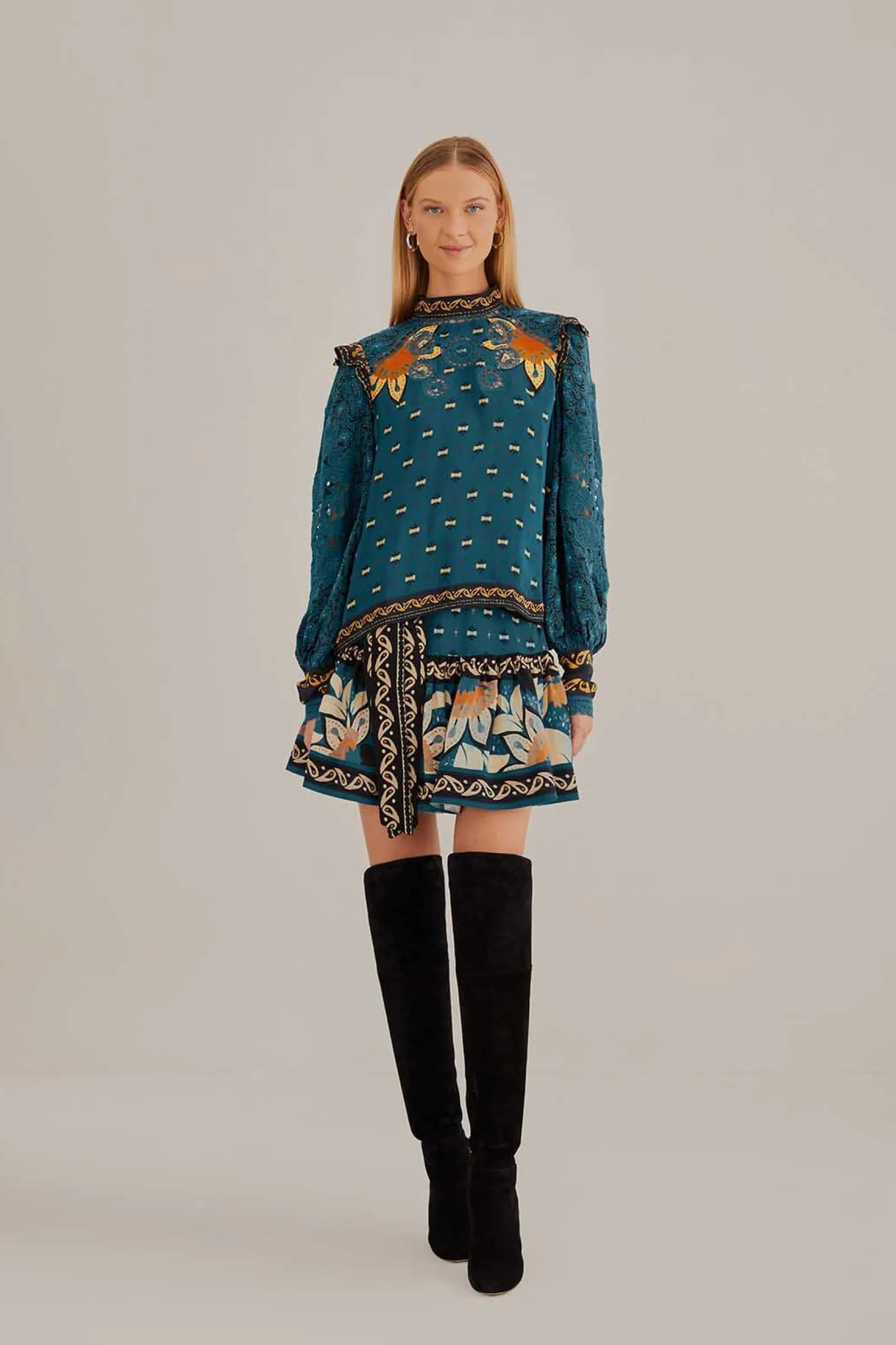 BLUE AINIKA CHILL LONG SLEEVE BLOUSE