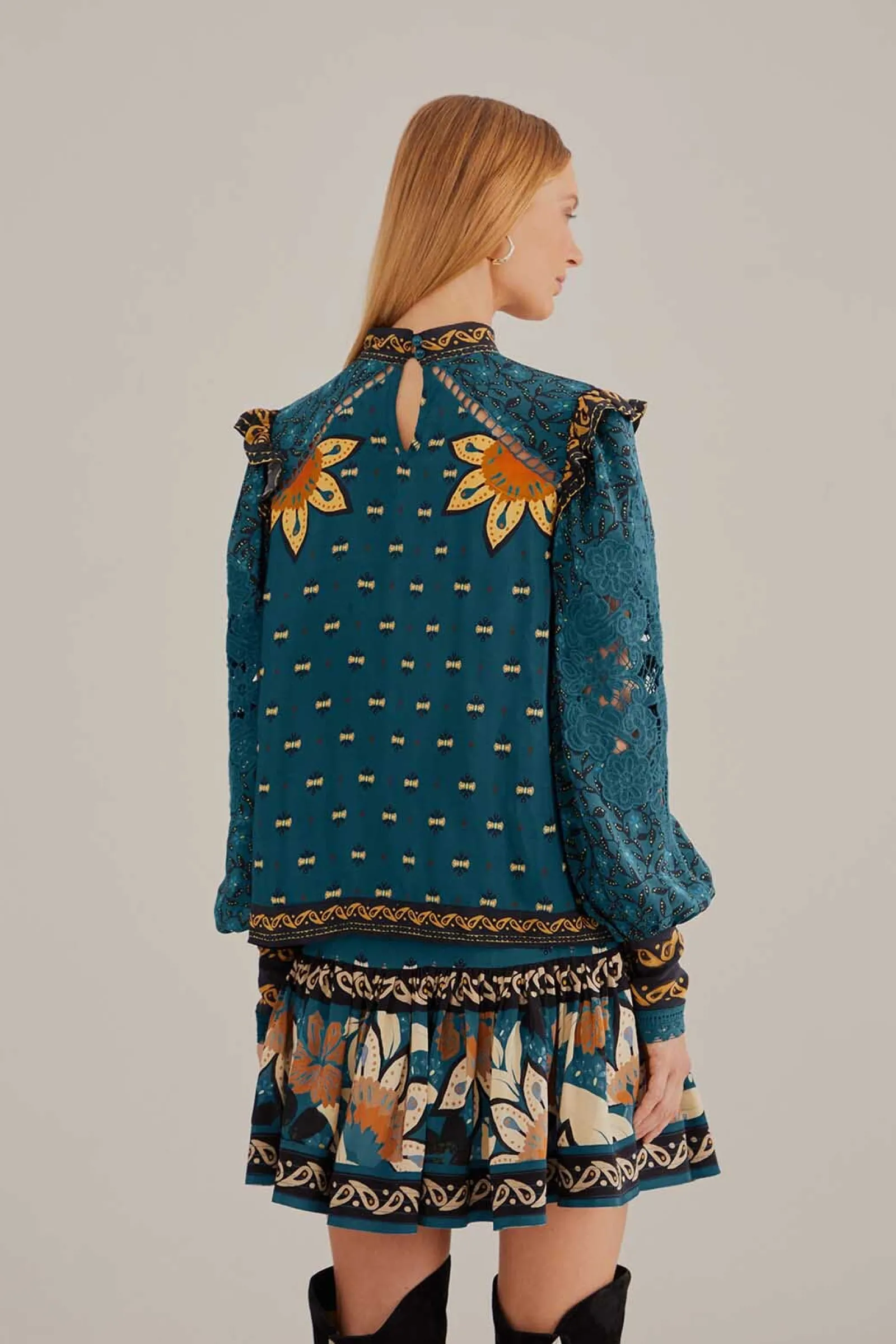 BLUE AINIKA CHILL LONG SLEEVE BLOUSE