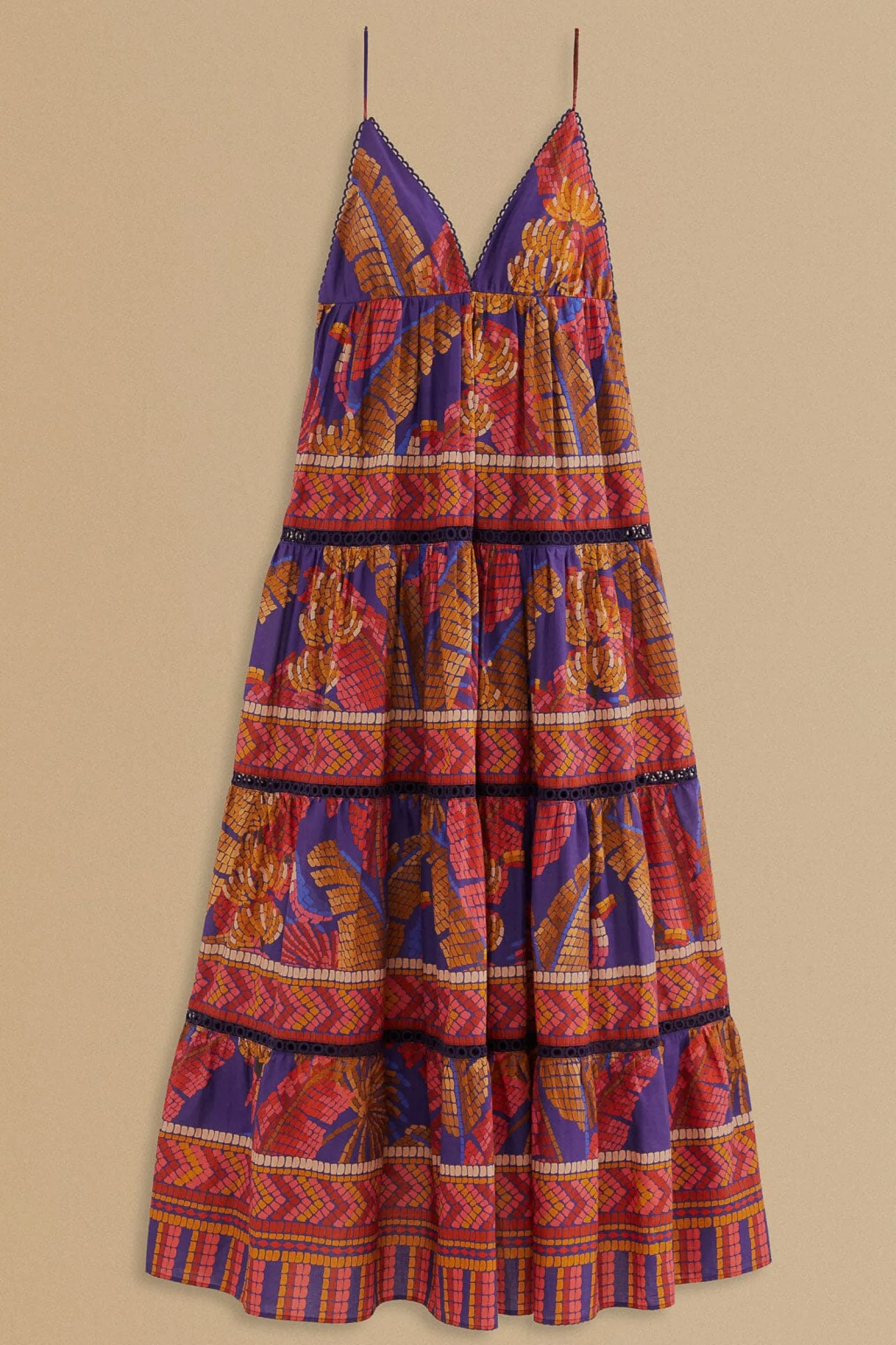 BLUE FOREST MOSAIC SLEEVELESS MAXI DRESS