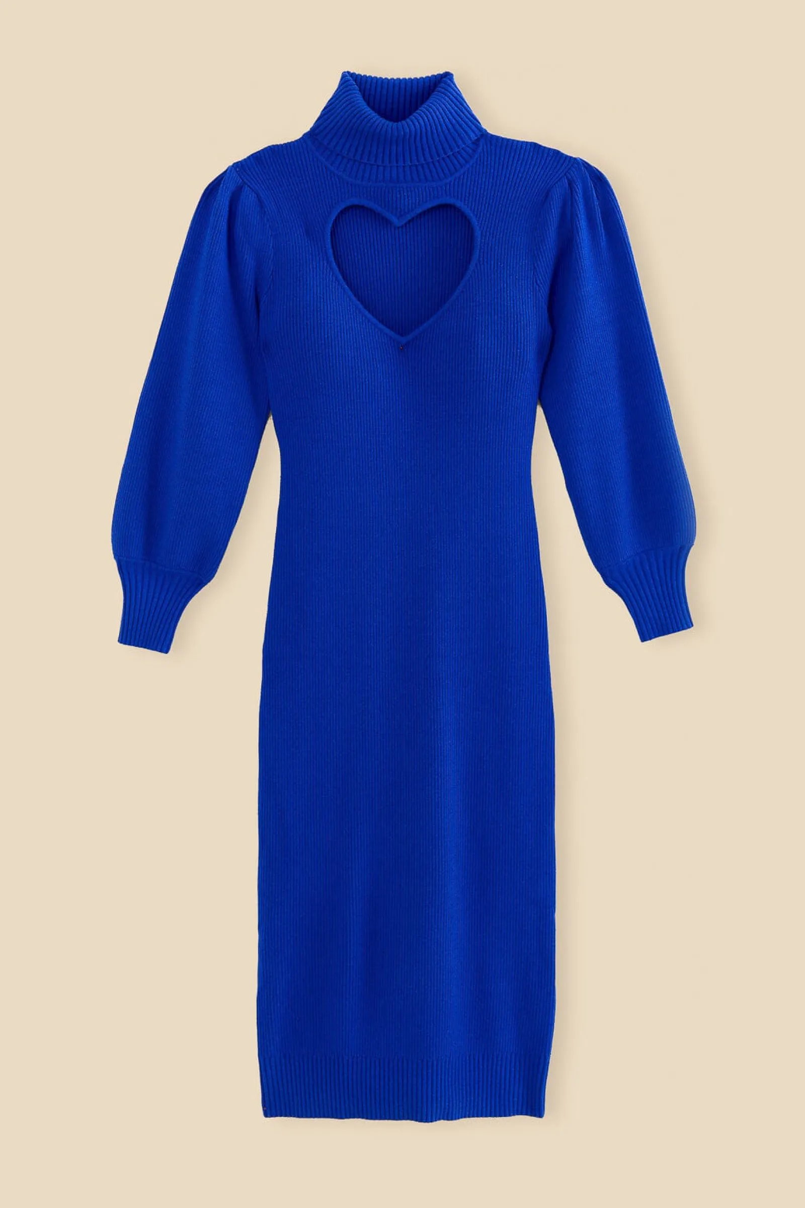 BLUE HEART NECKLINE KNIT DRESS
