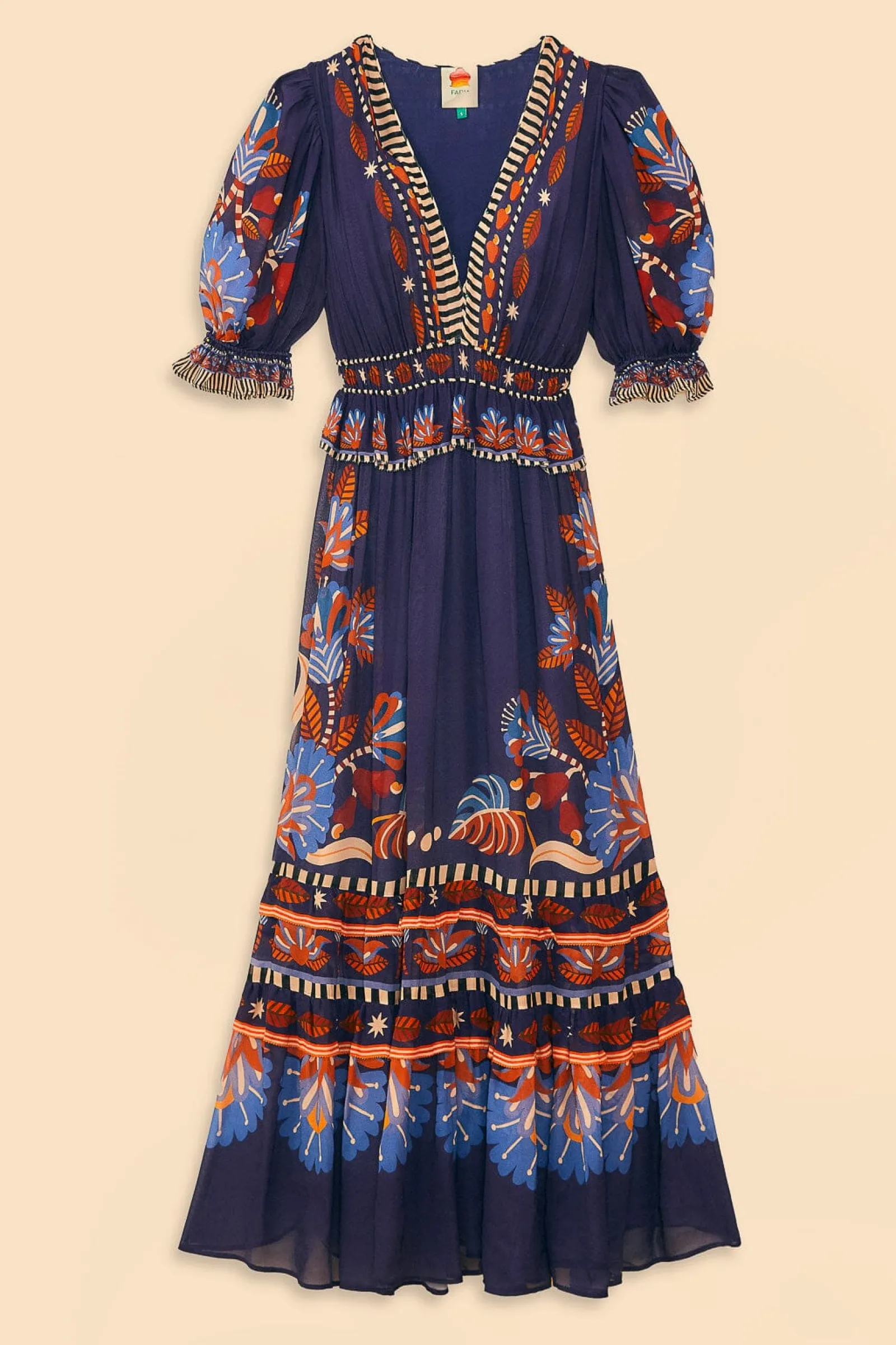 BLUE NATURE BEAUTY SHORT SLEEVE MAXI DRESS