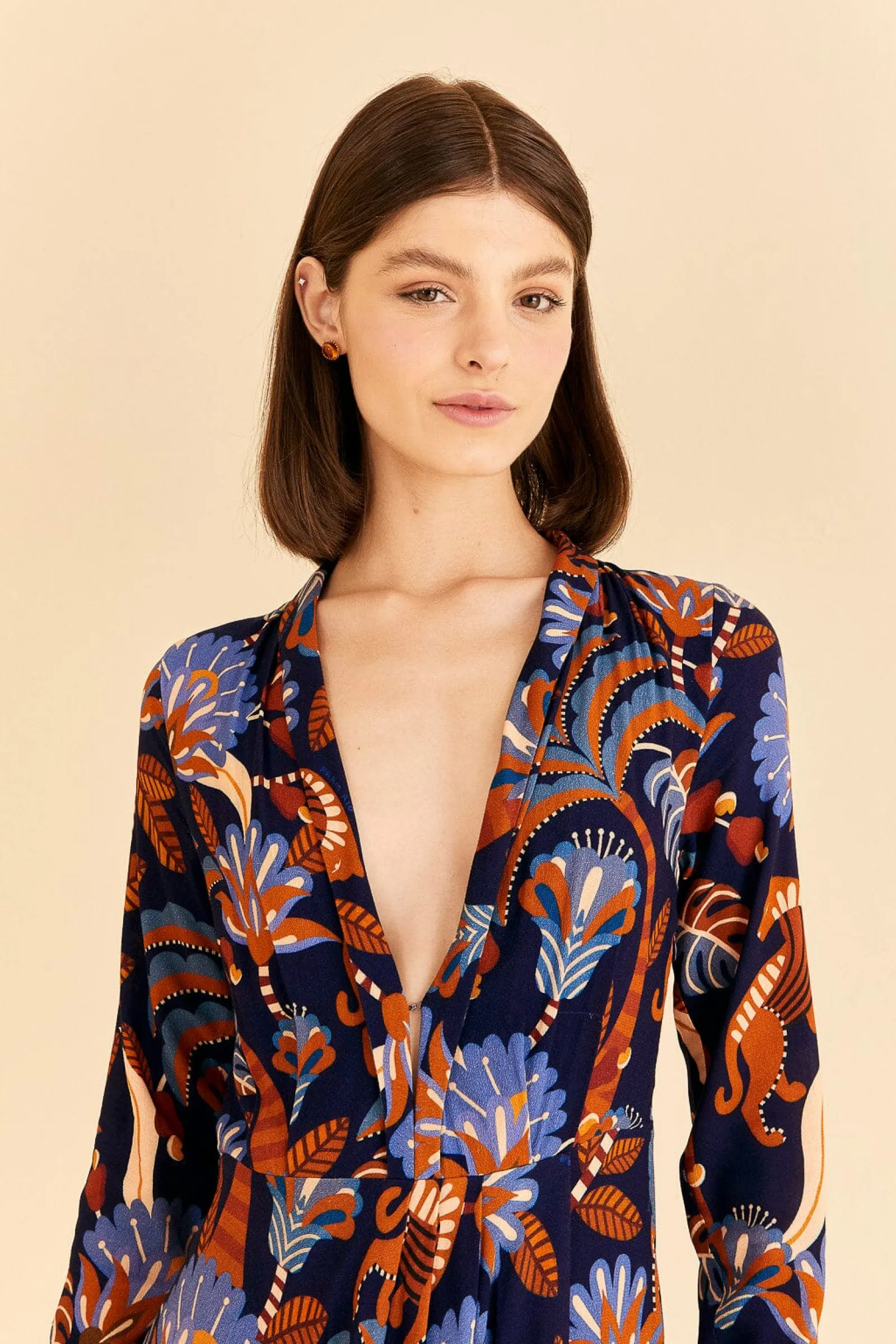 BLUE NATURE BEAUTY LONG SLEEVE MAXI DRESS