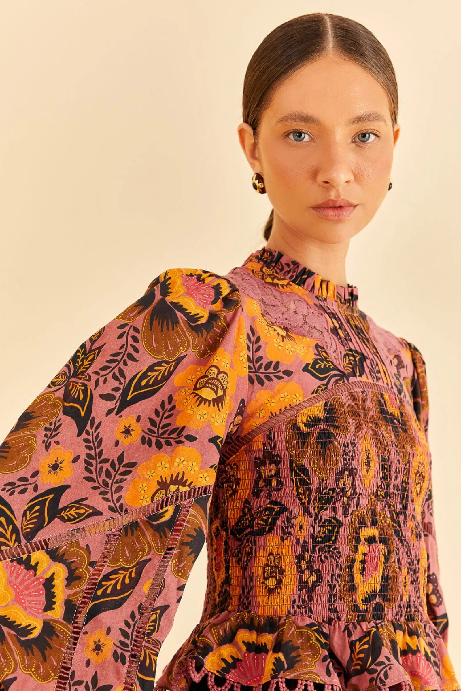 BLUSH GARDEN BLOOM SMOCKED BLOUSE