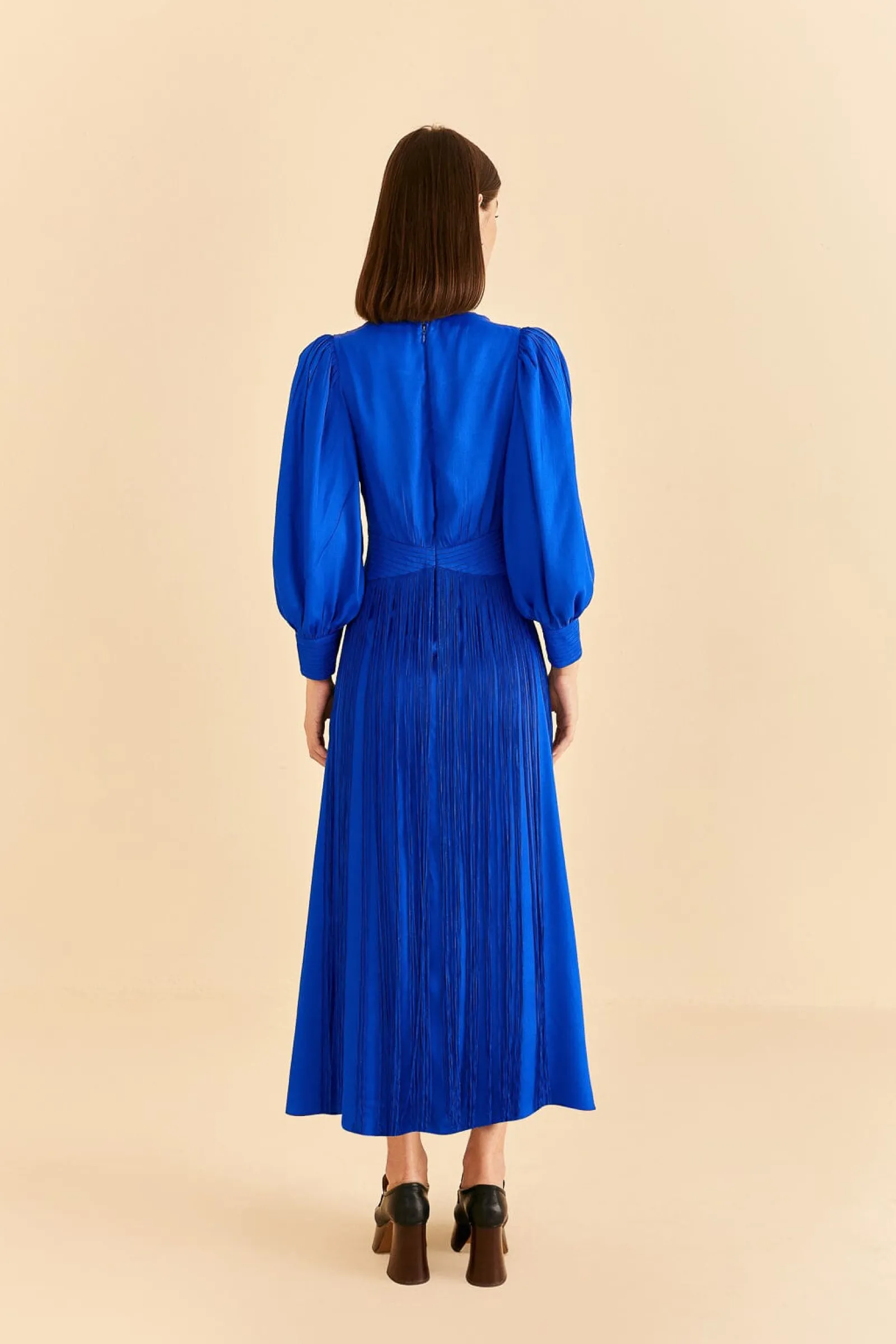 BRIGHT BLUE FRINGES MAXI DRESS