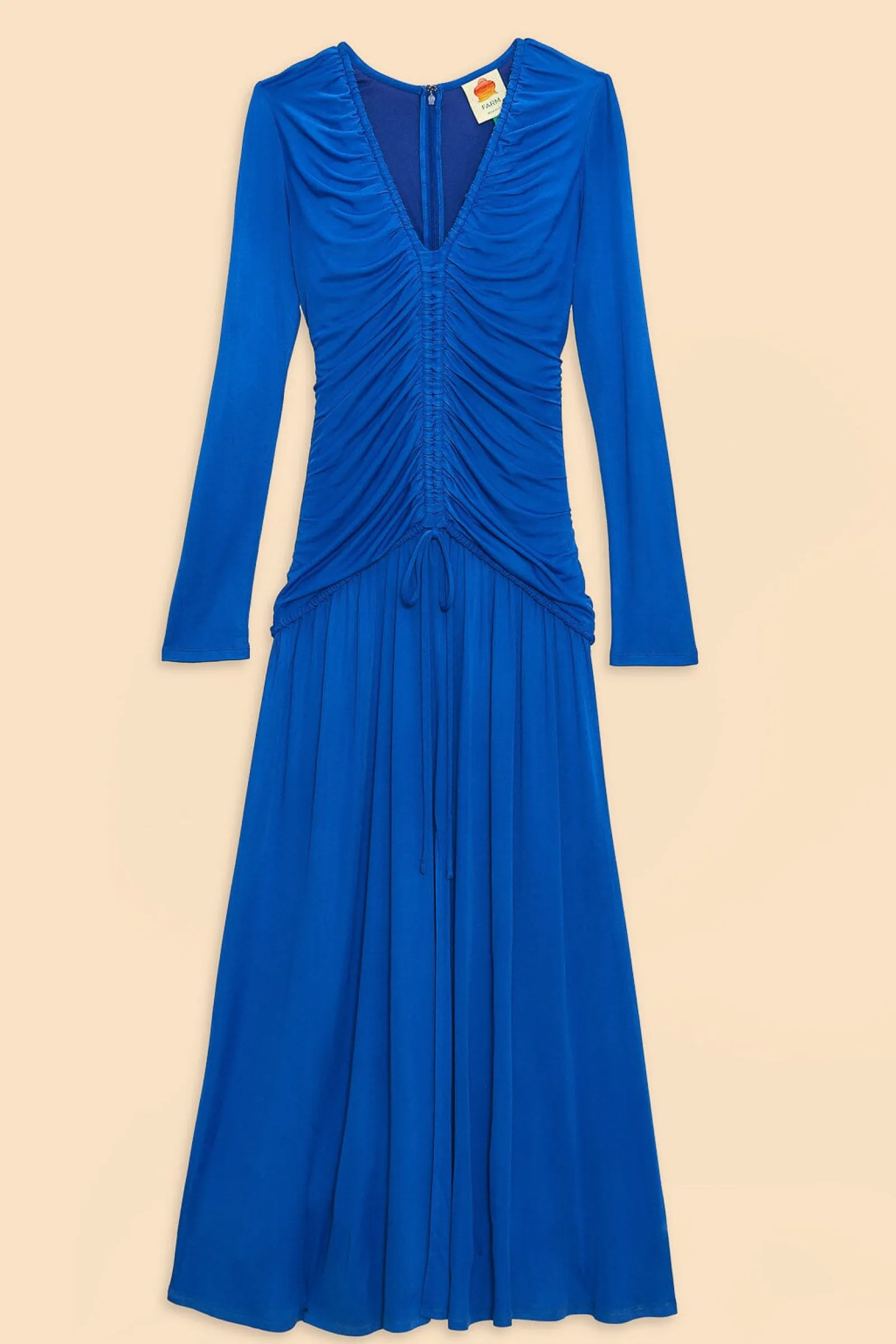 BRIGHT BLUE LONG SLEEVE MIDI DRESS
