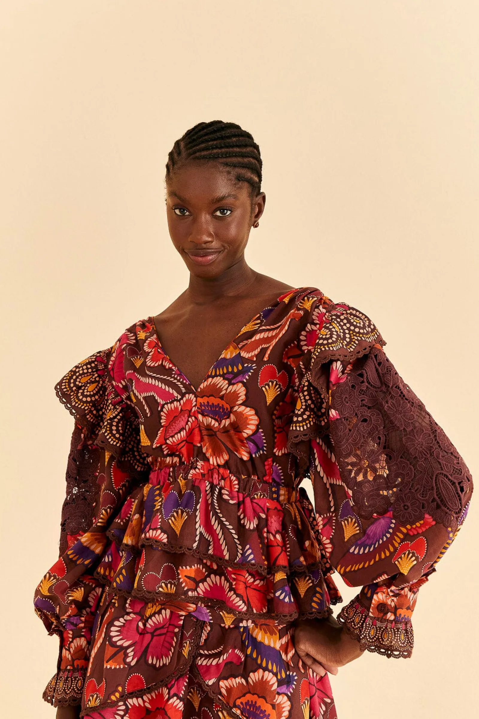  BROWN BRIGHT FLORA BLOUSE