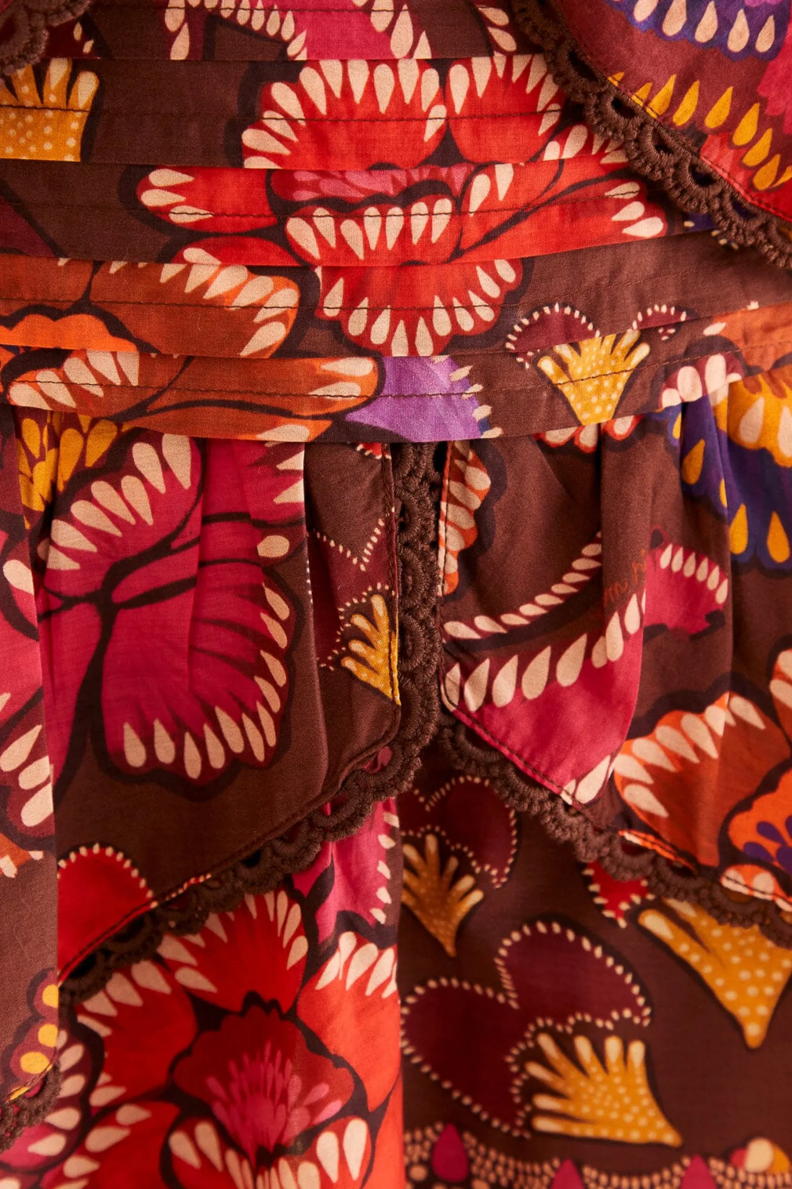 BROWN BRIGHT FLORA MINI SKIRT