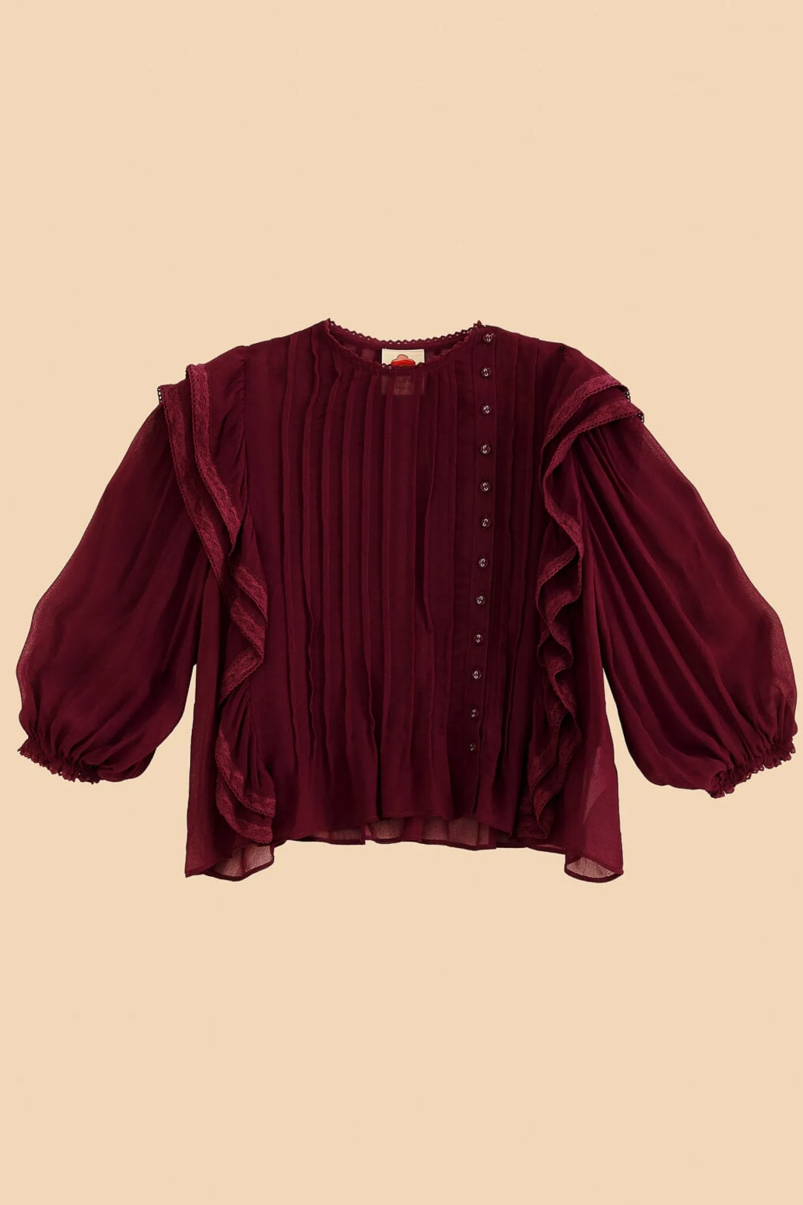 BURGUNDY RUFFLE BLOUSE
