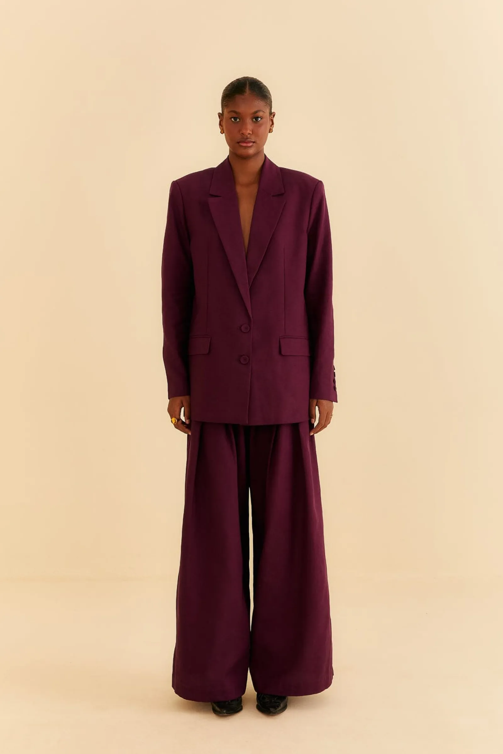 BURGUNDY STRAIGHT BLAZER