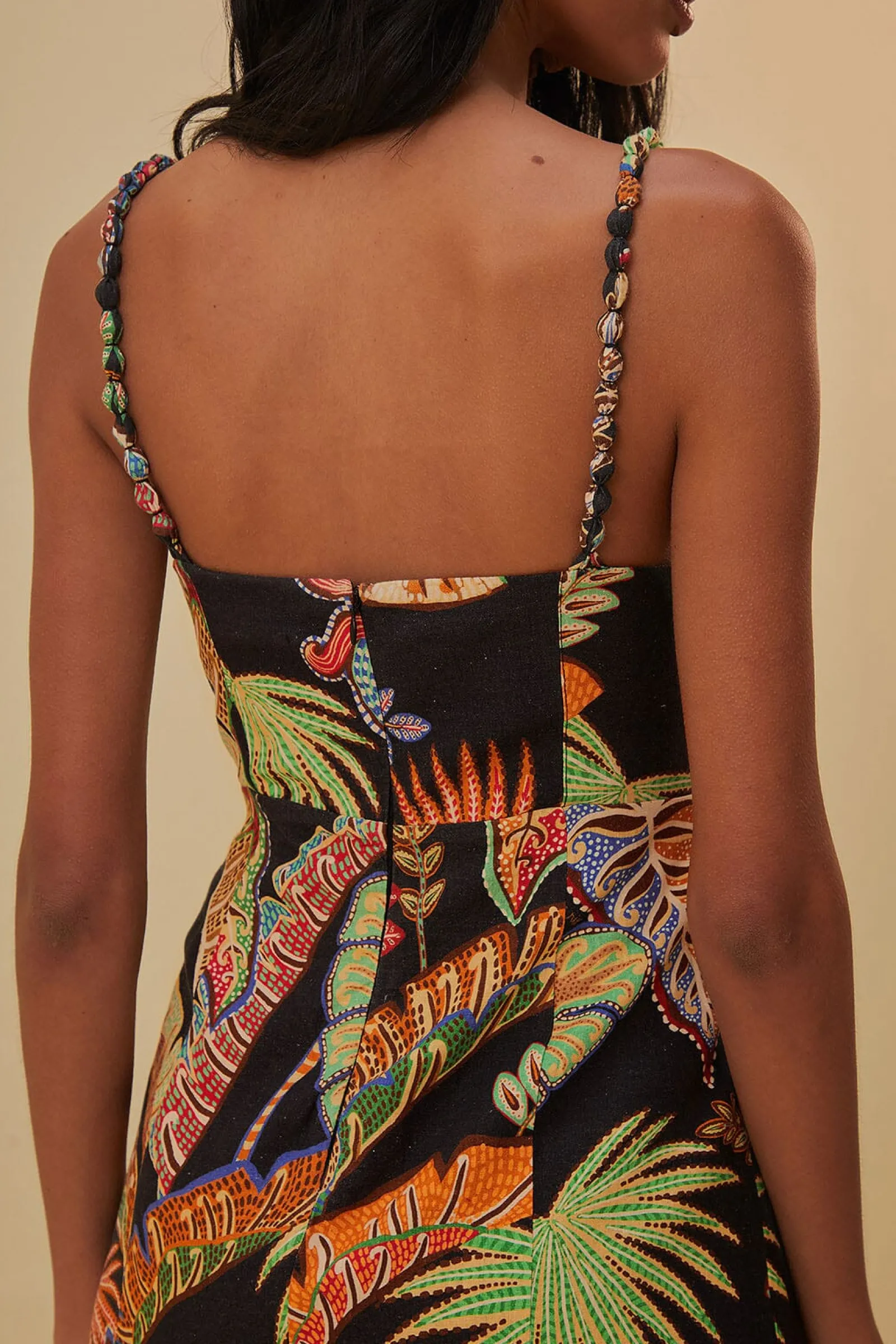 COOL FOLIAGE BLACK MINI DRESS