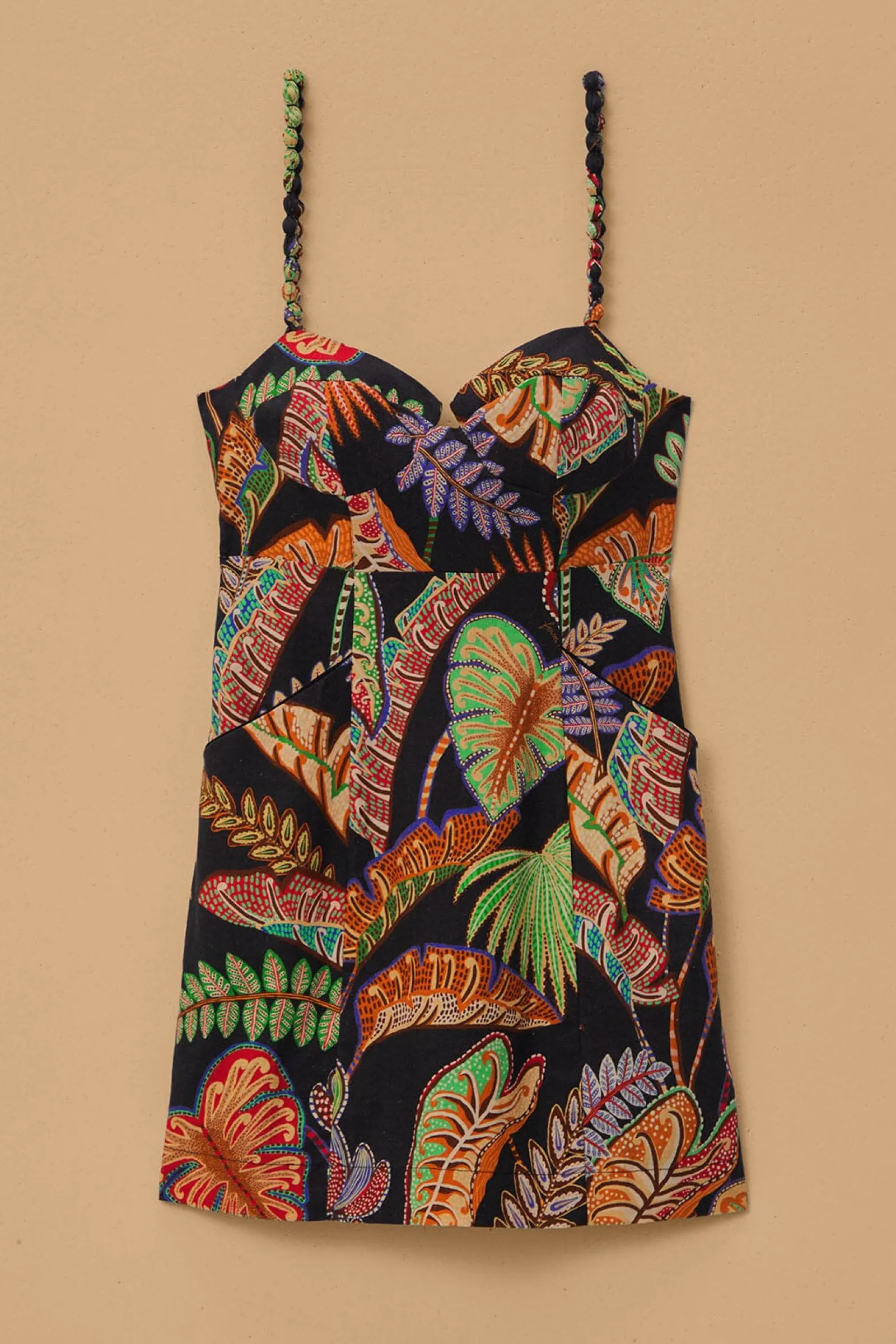 COOL FOLIAGE BLACK MINI DRESS