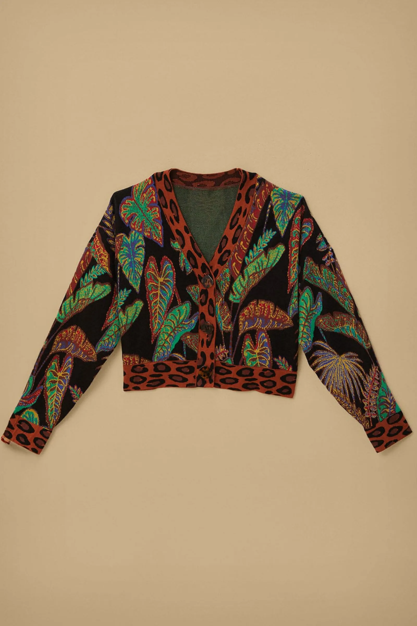 COOL FOLIAGE CROPPED KNIT CARDIGAN