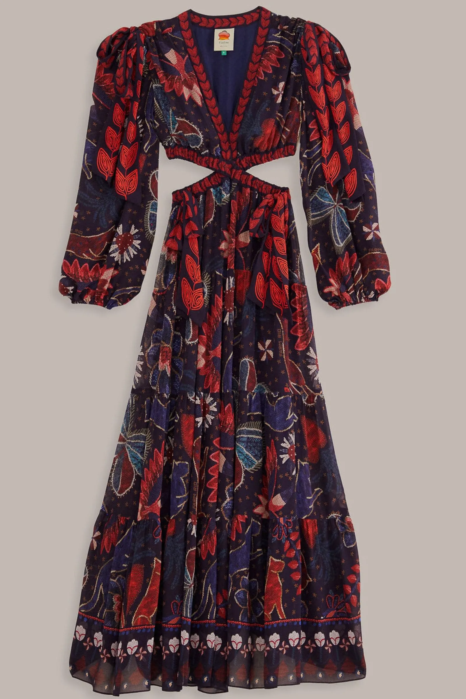 DARK BLUE TROPICAL SHINE CUT OUT MAXI DRESS