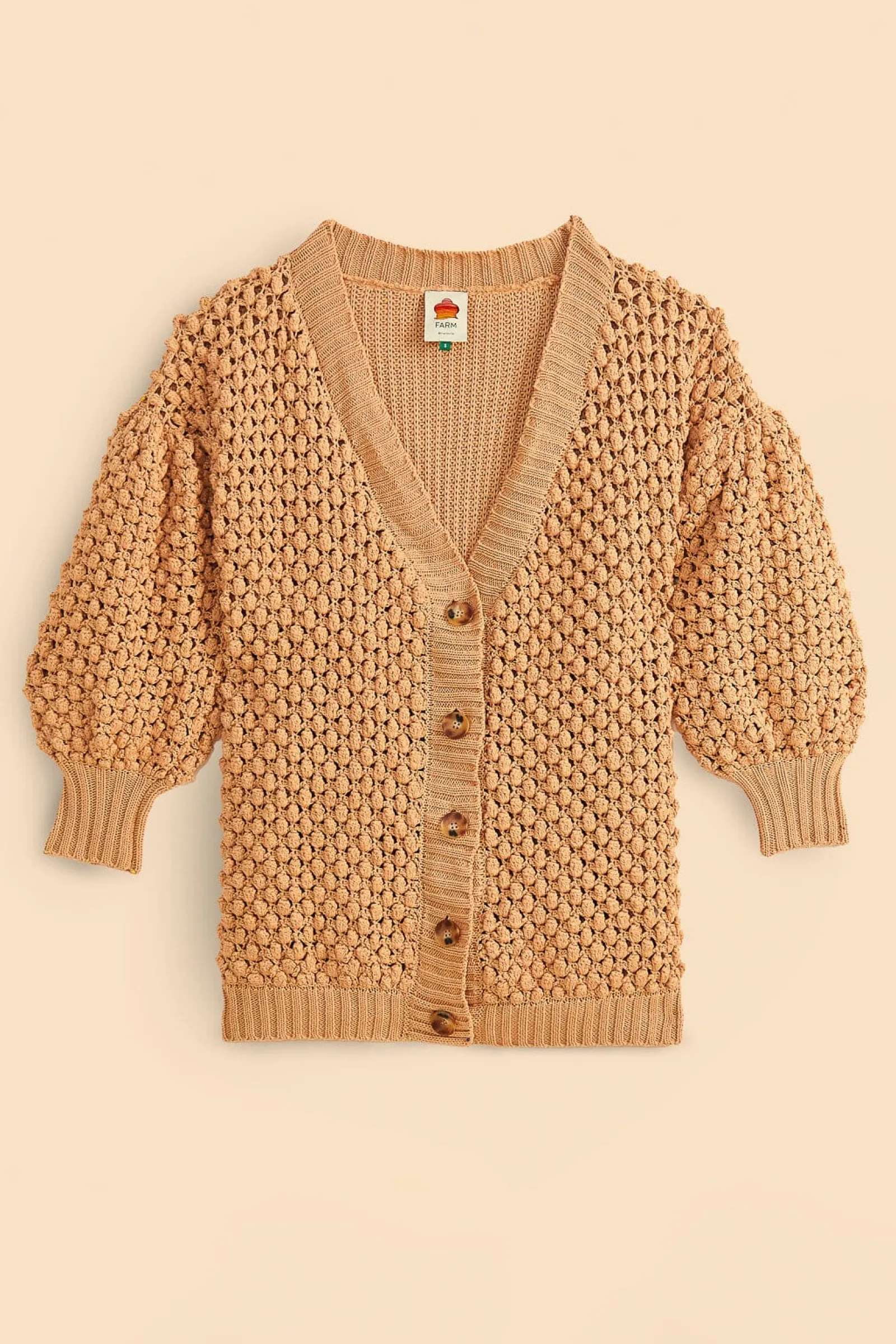DARK SAND HANDMADE DOTS CARDIGAN