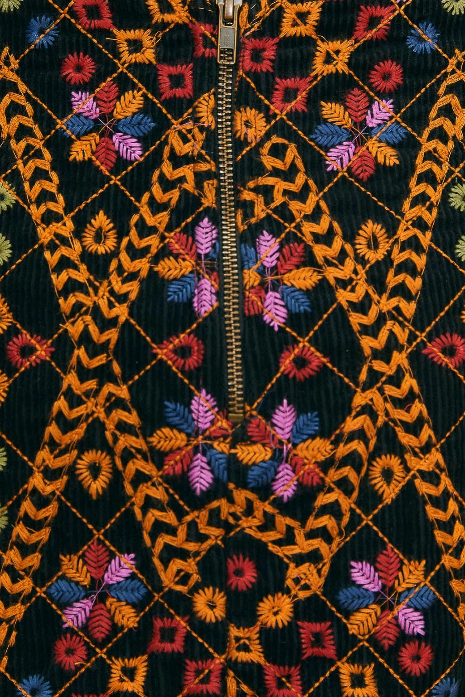 EMBROIDERED CORDUROY MINI SKIRT