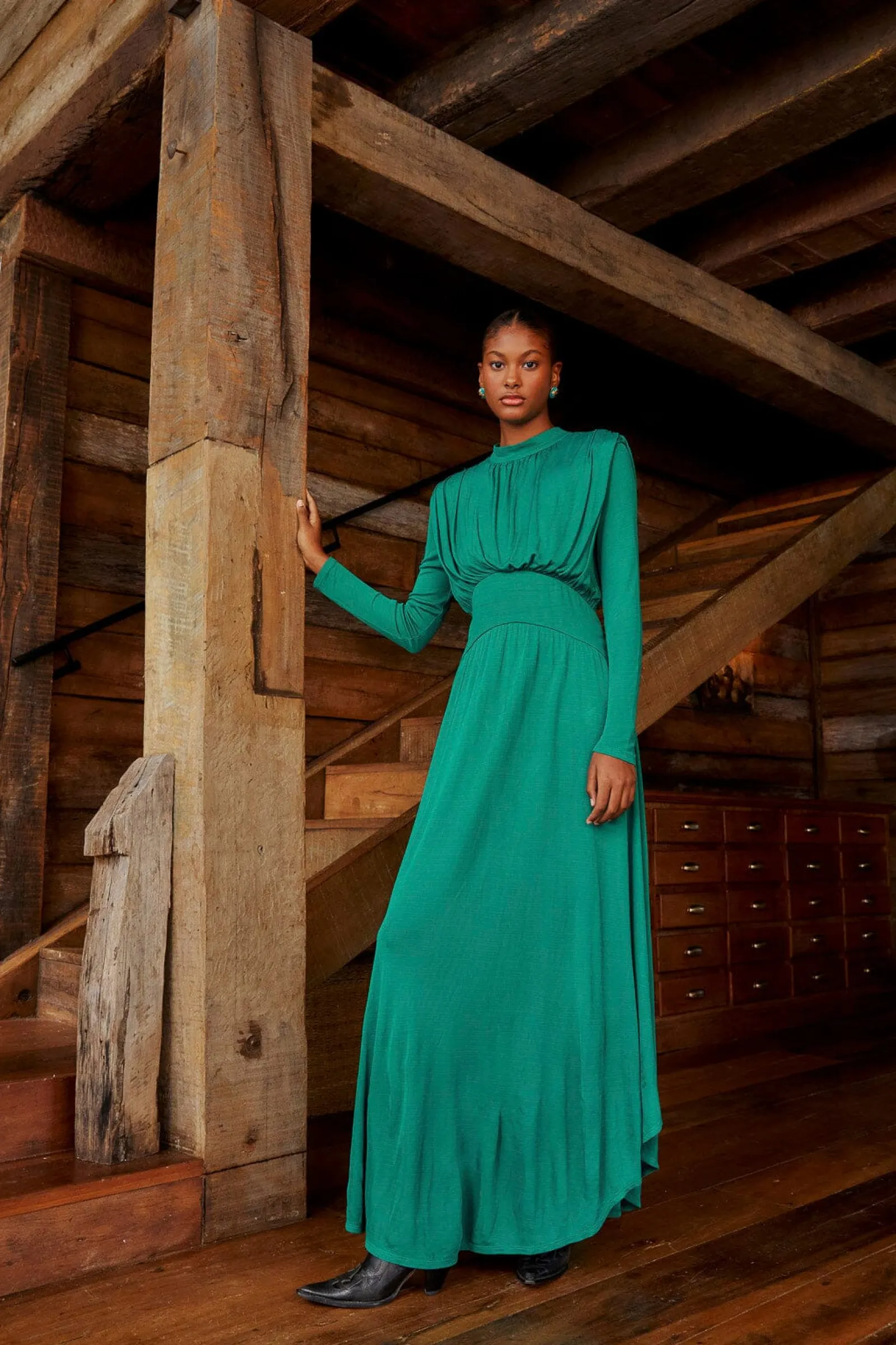 EMERALD HIGH NECK MAXI DRESS