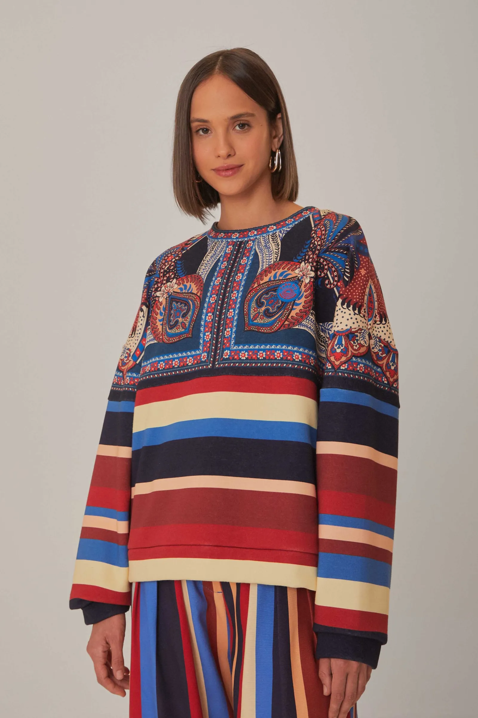  ENERGY SCARF MIXED PRINT SWEATSHIRT