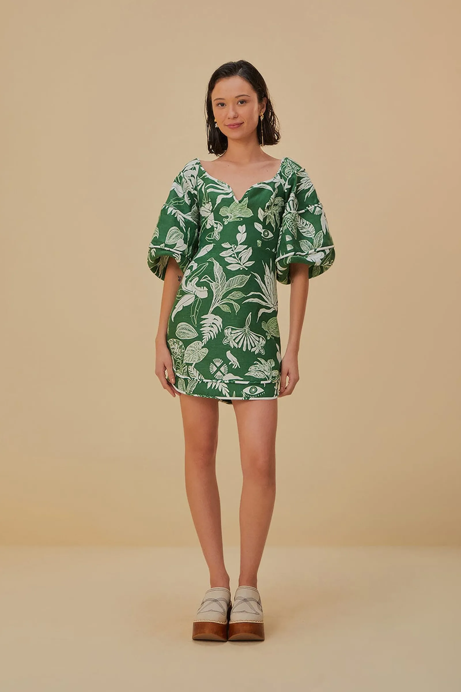  FOREST SOUL GREEN SHORT SLEEVE MINI DRESS