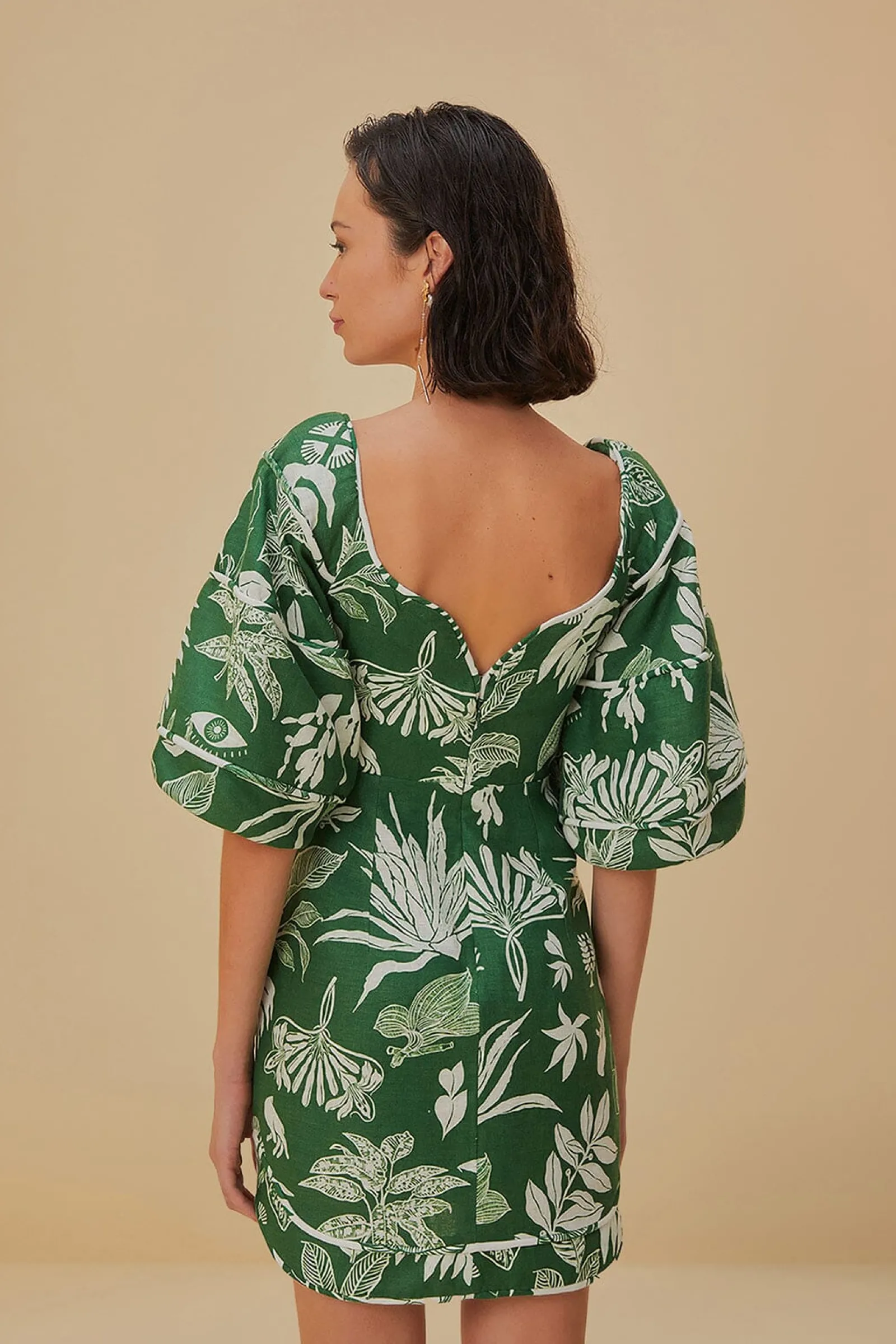 FOREST SOUL GREEN SHORT SLEEVE MINI DRESS