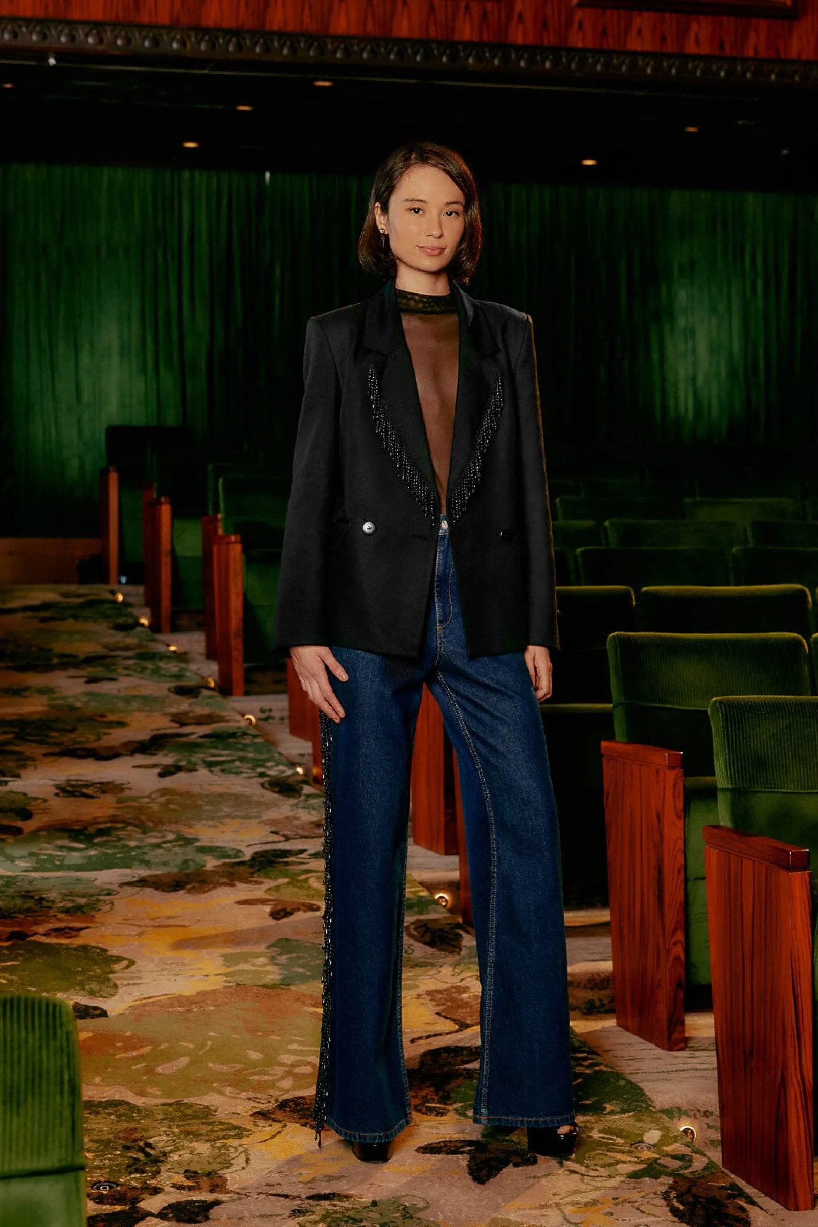  FRINGES BEADS WIDE PANTS