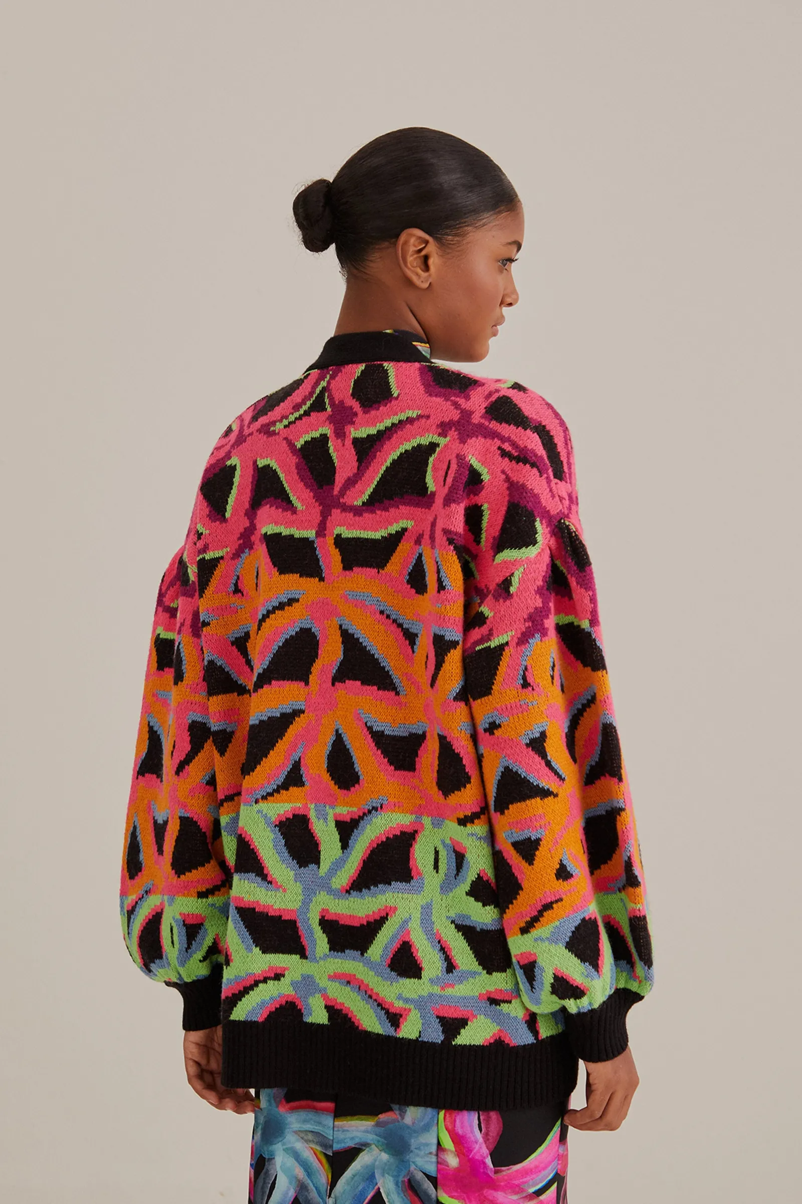 GARDEN PLAID KNIT CARDIGAN