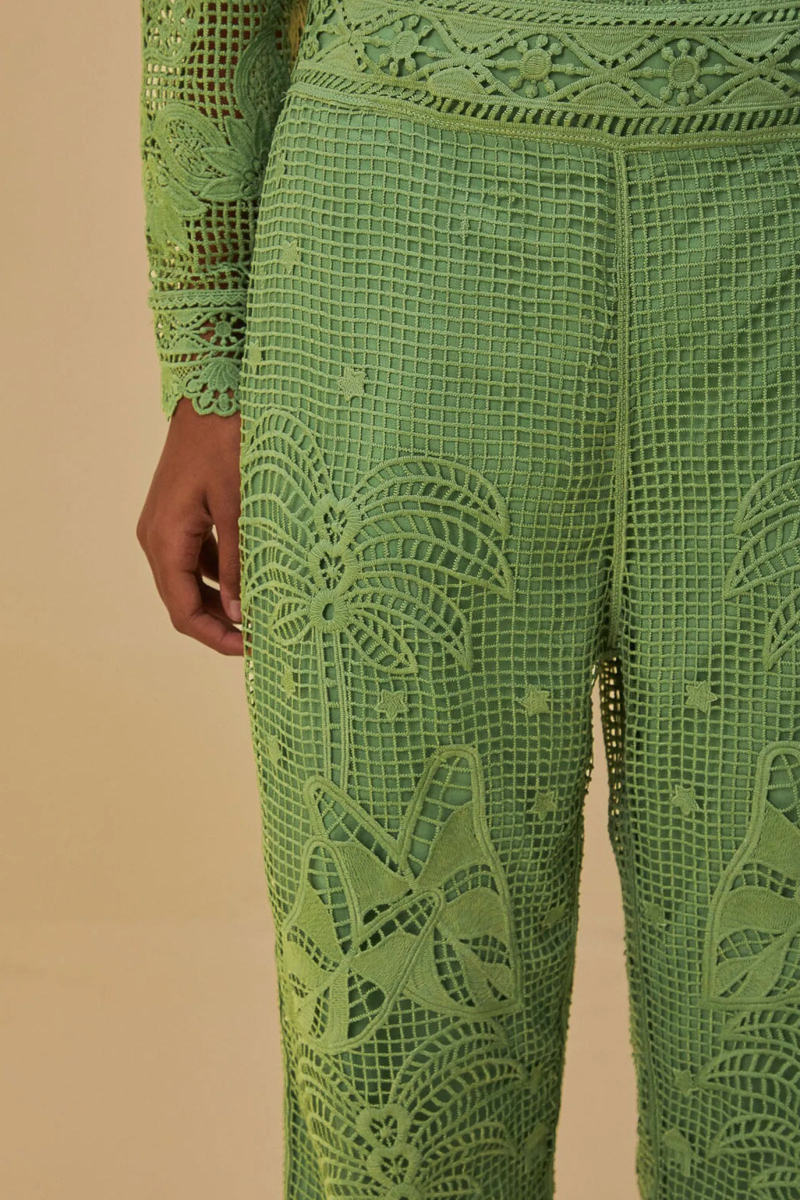GREEN GUIPIRE PANTS